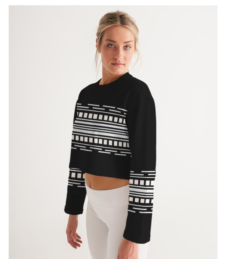 The Black And White  Aubergine Women's Cropped Sweatshirt