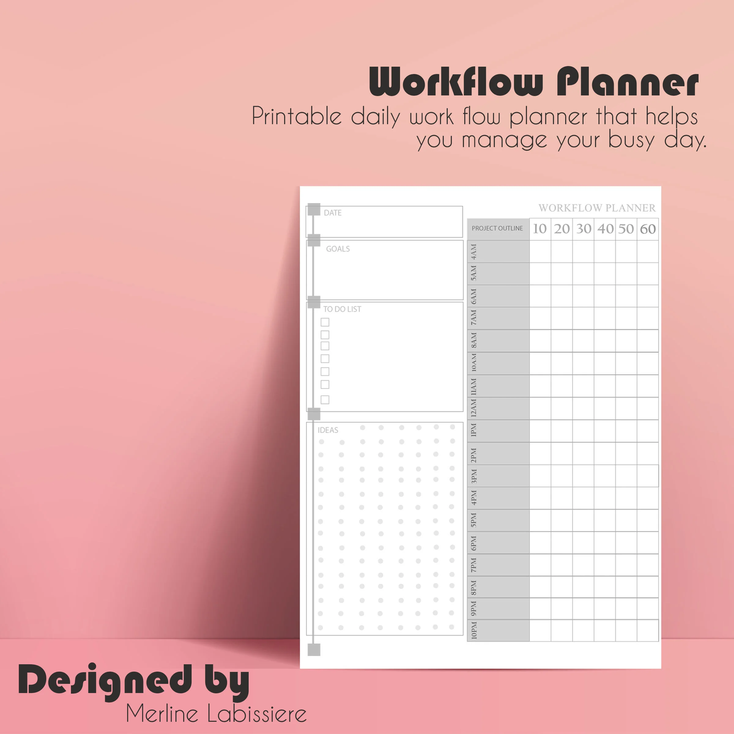 Daily Workflow Planner | Digital planner, iPad planner, Business planner, Project Management digital planner, Digital calendar