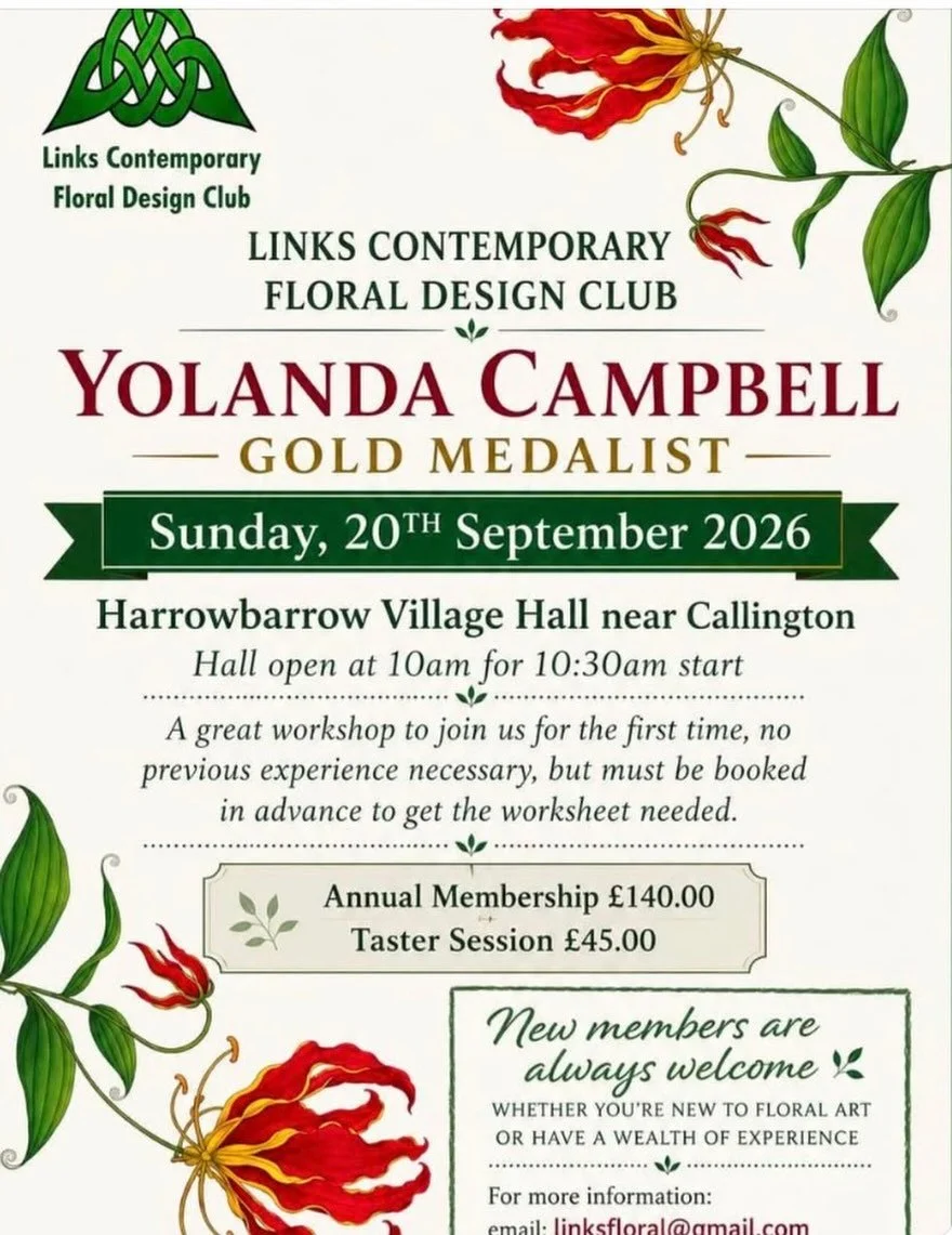 Delighted to have been invited to deliver a workshop to Links Contemporary Floral Design Club. I cannot wait to meet you all. 😀🌻
