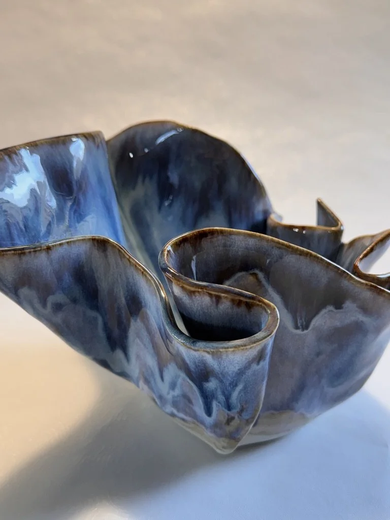 Blue Ruffle Bowl 8 inch