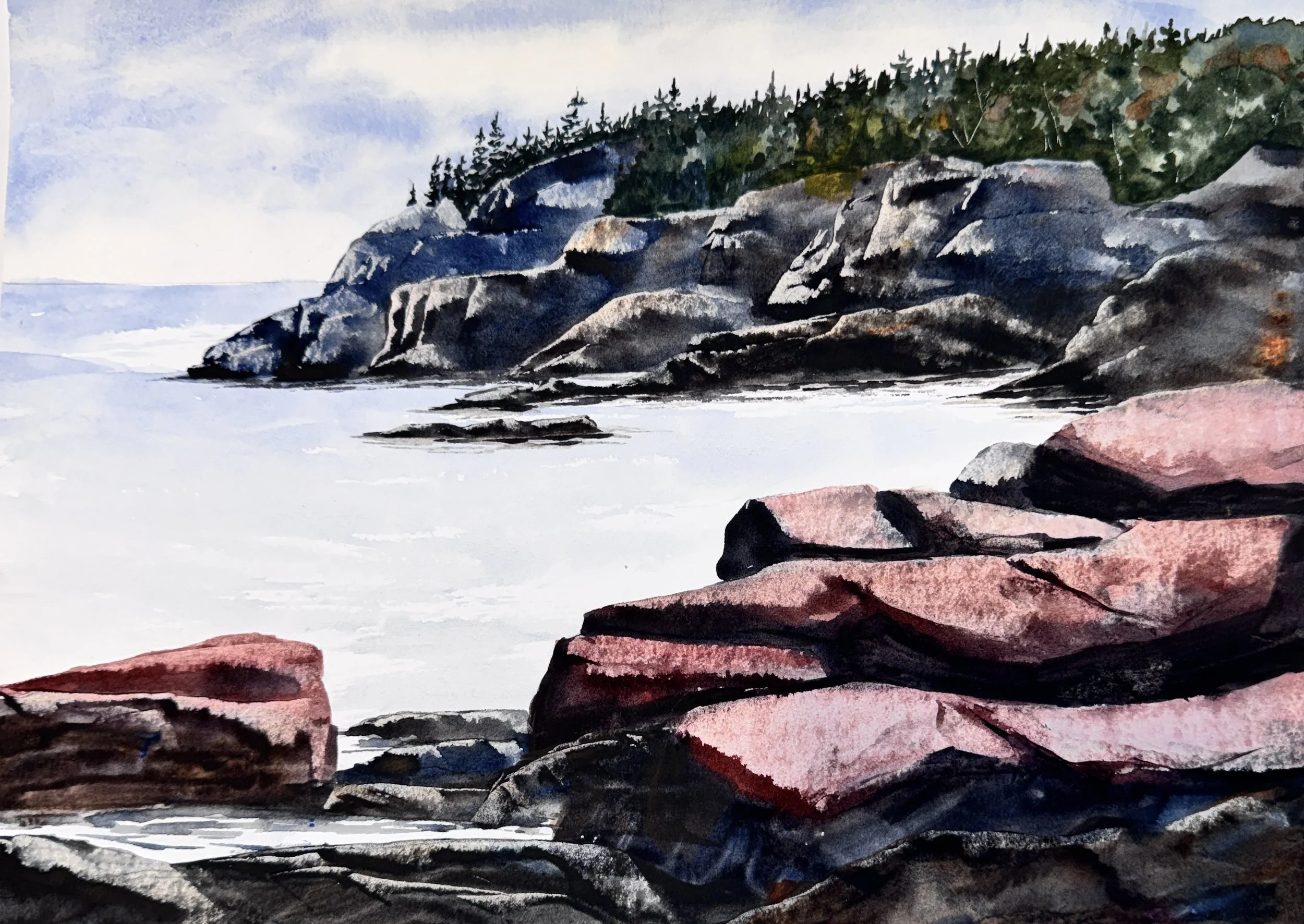 Otter Cliffs, Watercolor 16 x 20 