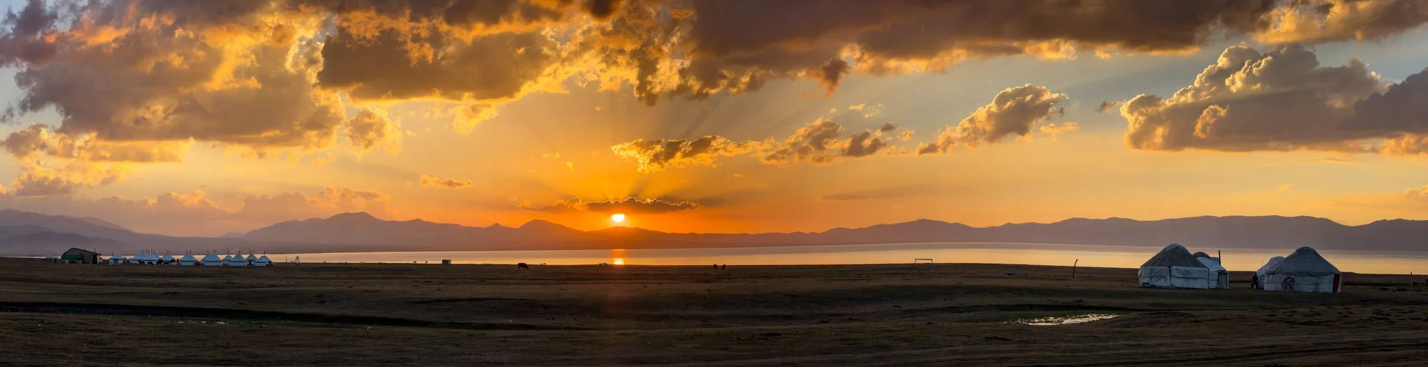 Sunset over Son Kul Lake