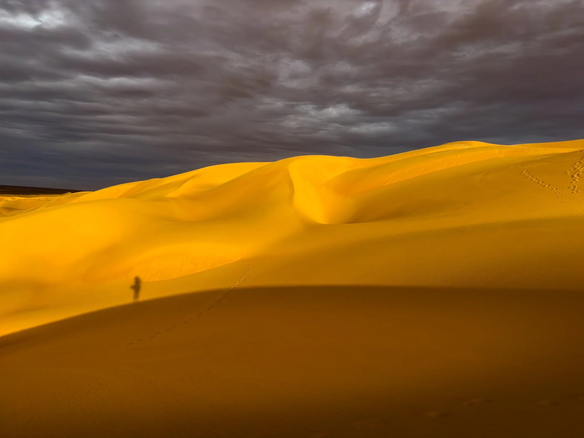 My own shadow on the Azouega Dunes