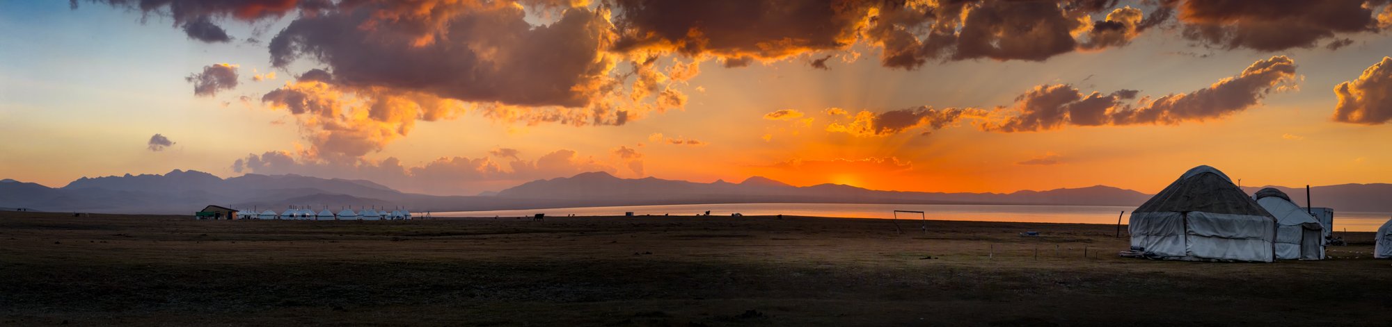 Sunset over Son Kul Lake