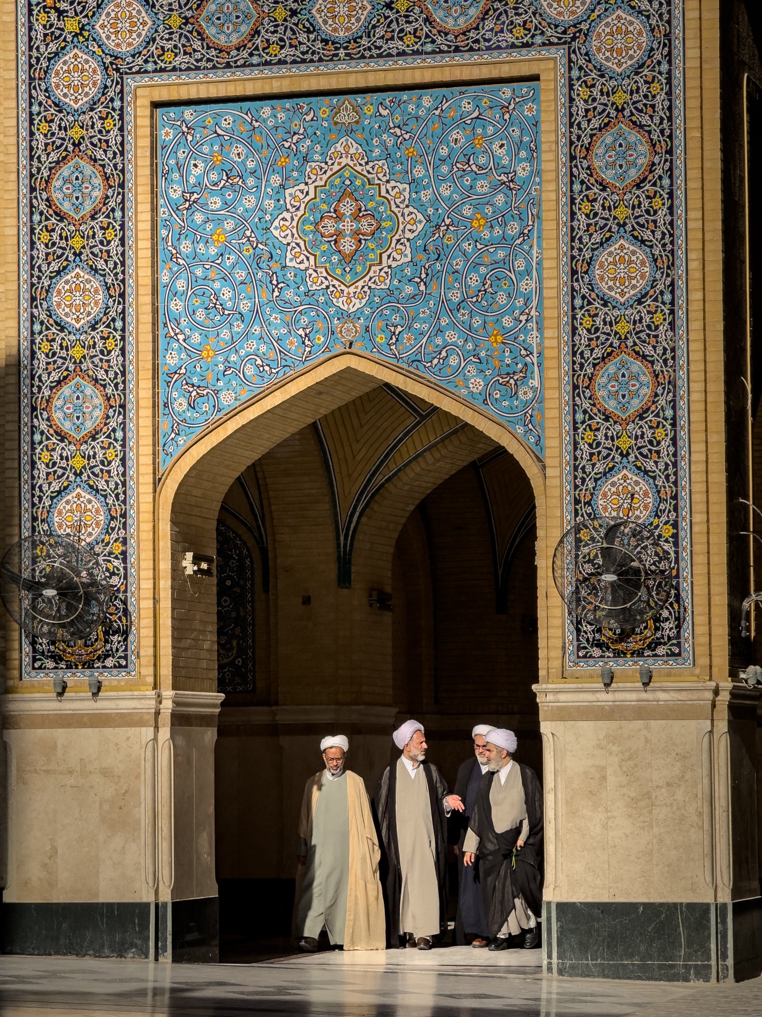 The Imām 'Alī Shrine, where 'Alī ibn Abī Tālib who the Shī'as consider their first Imām is entombed. The present structure dates back to the 7th Century CE, but the original tomb was built in 786 CE.