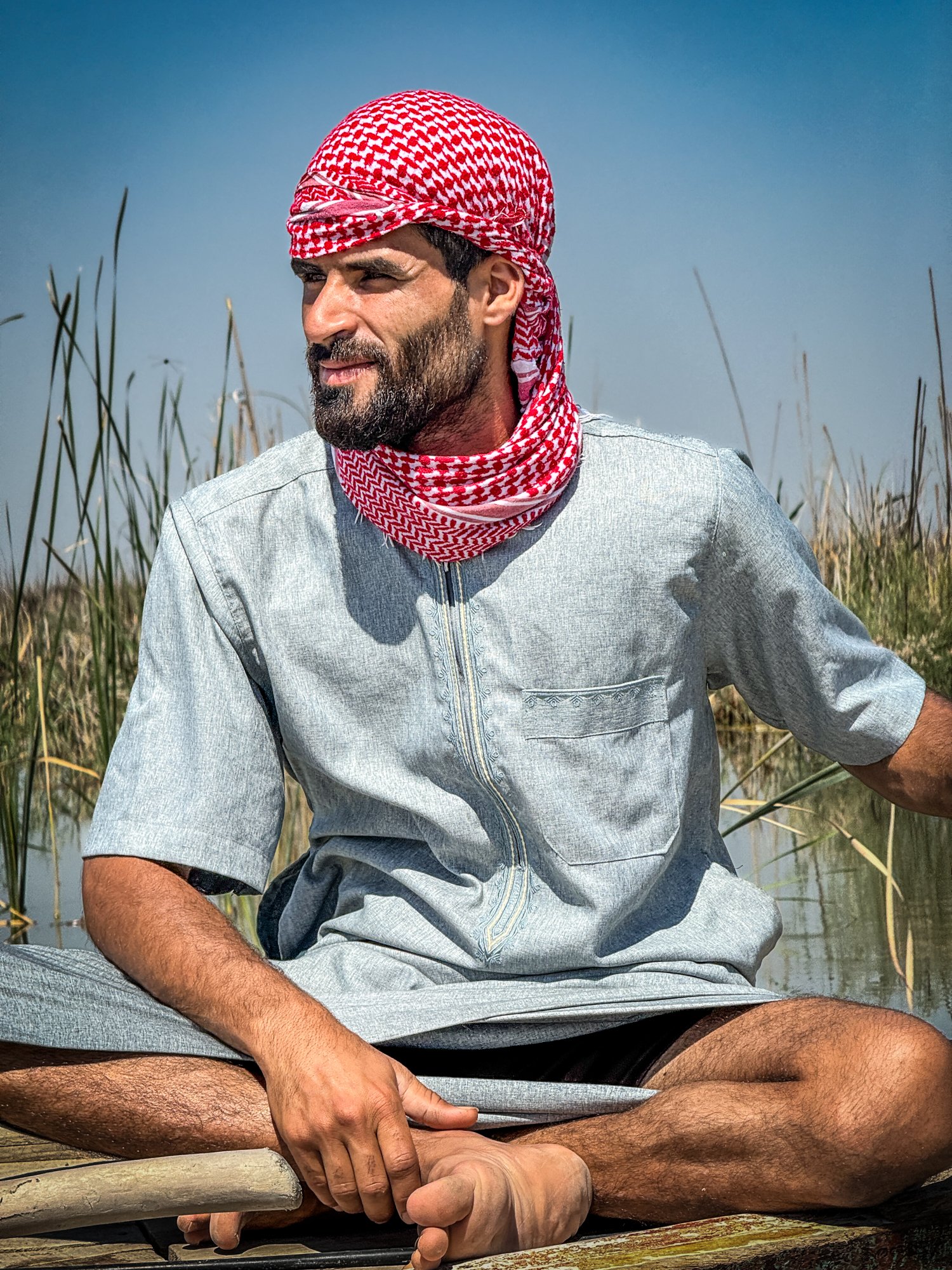 Heider, a Marsh Arab and son of Abu Heider lives in both the Marshes and the local Village now.