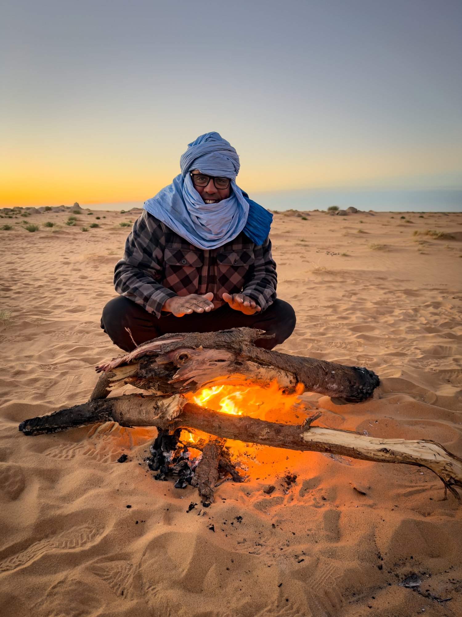 Camp fires in the desert.