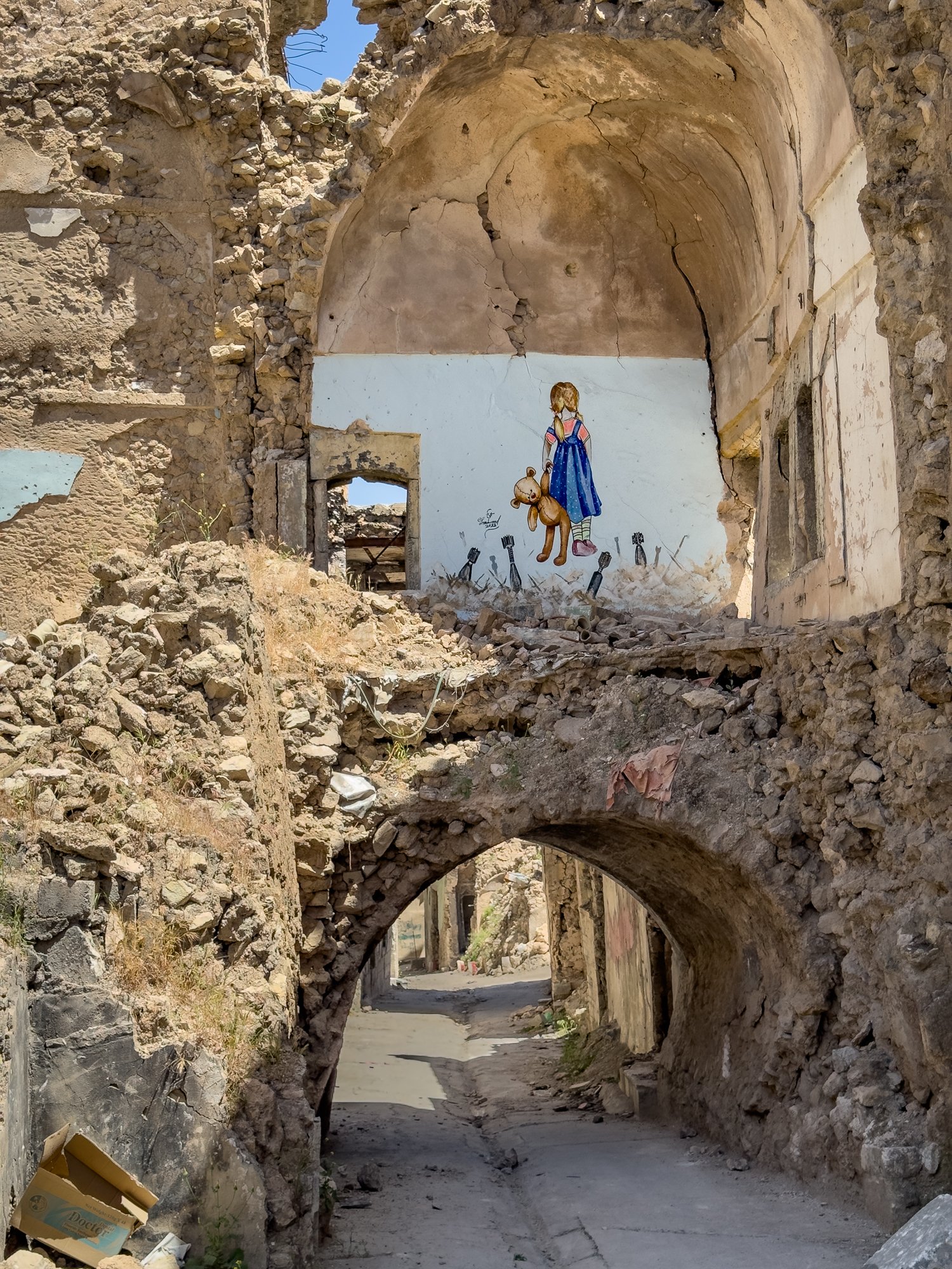 Murals have appeared amongst the ruins in Old Mosul, giving testament to the heartache of war.