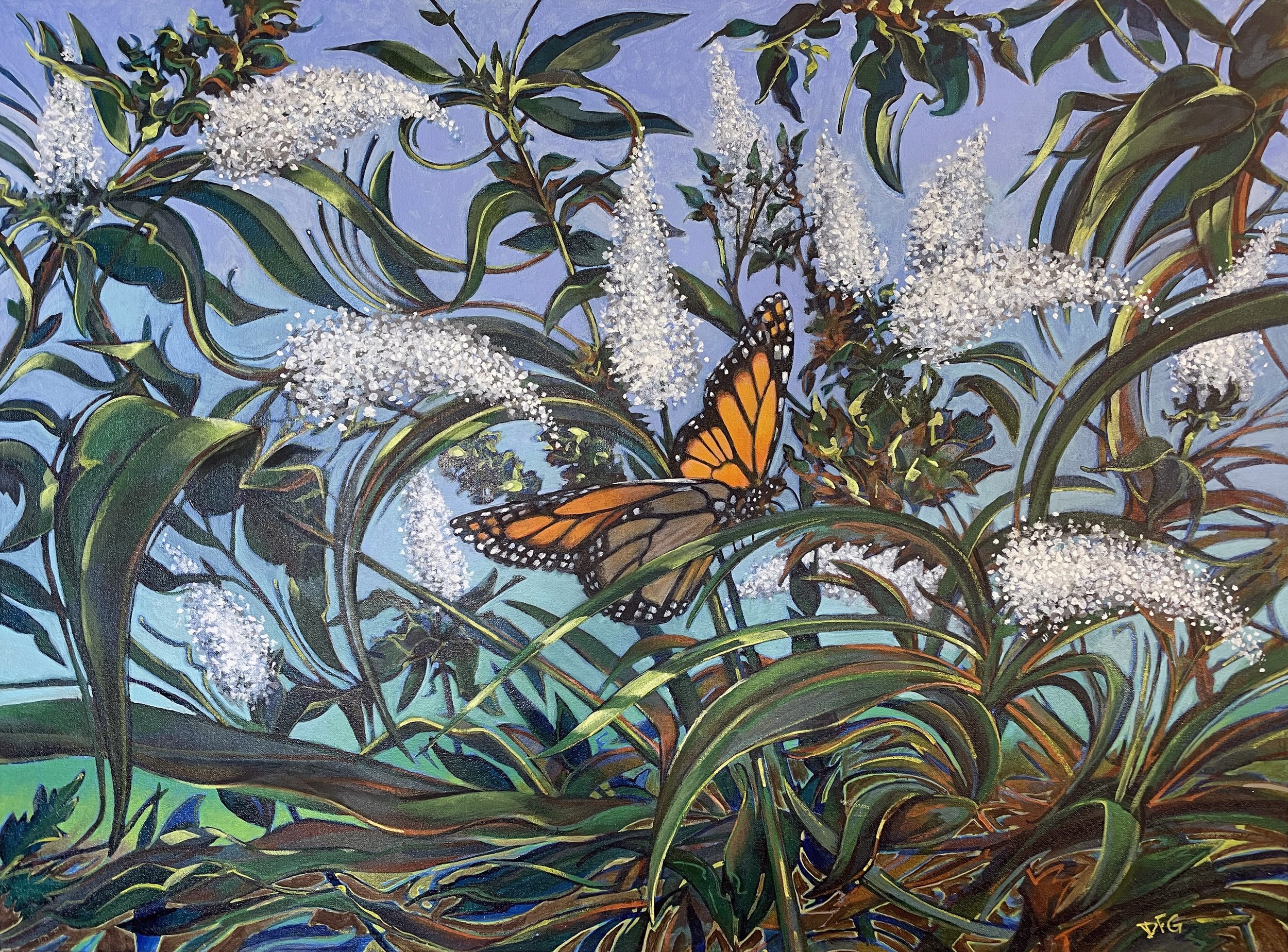 "Monarch in the Butterfly Bush", 46" x 34"
