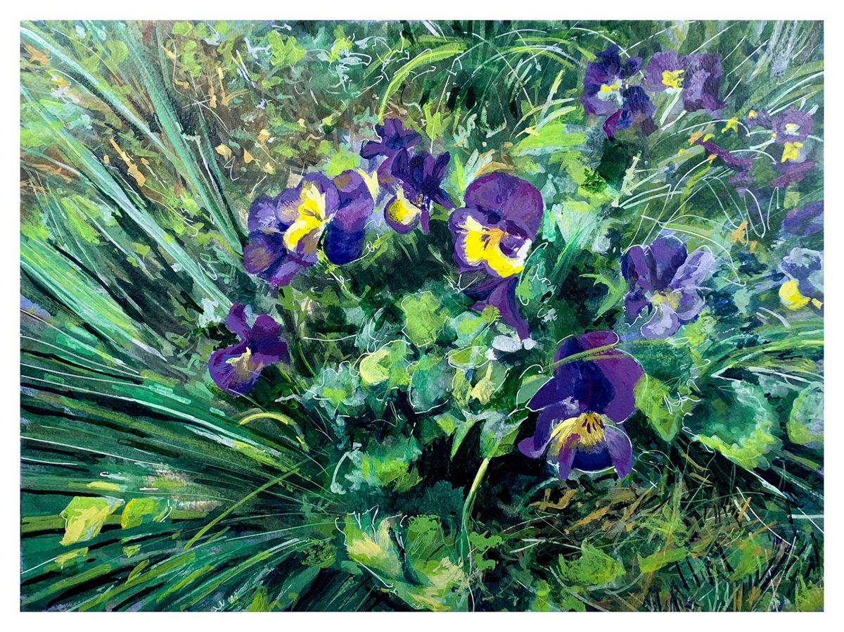 "Pansies, Allison's Garden", 16" x 20"