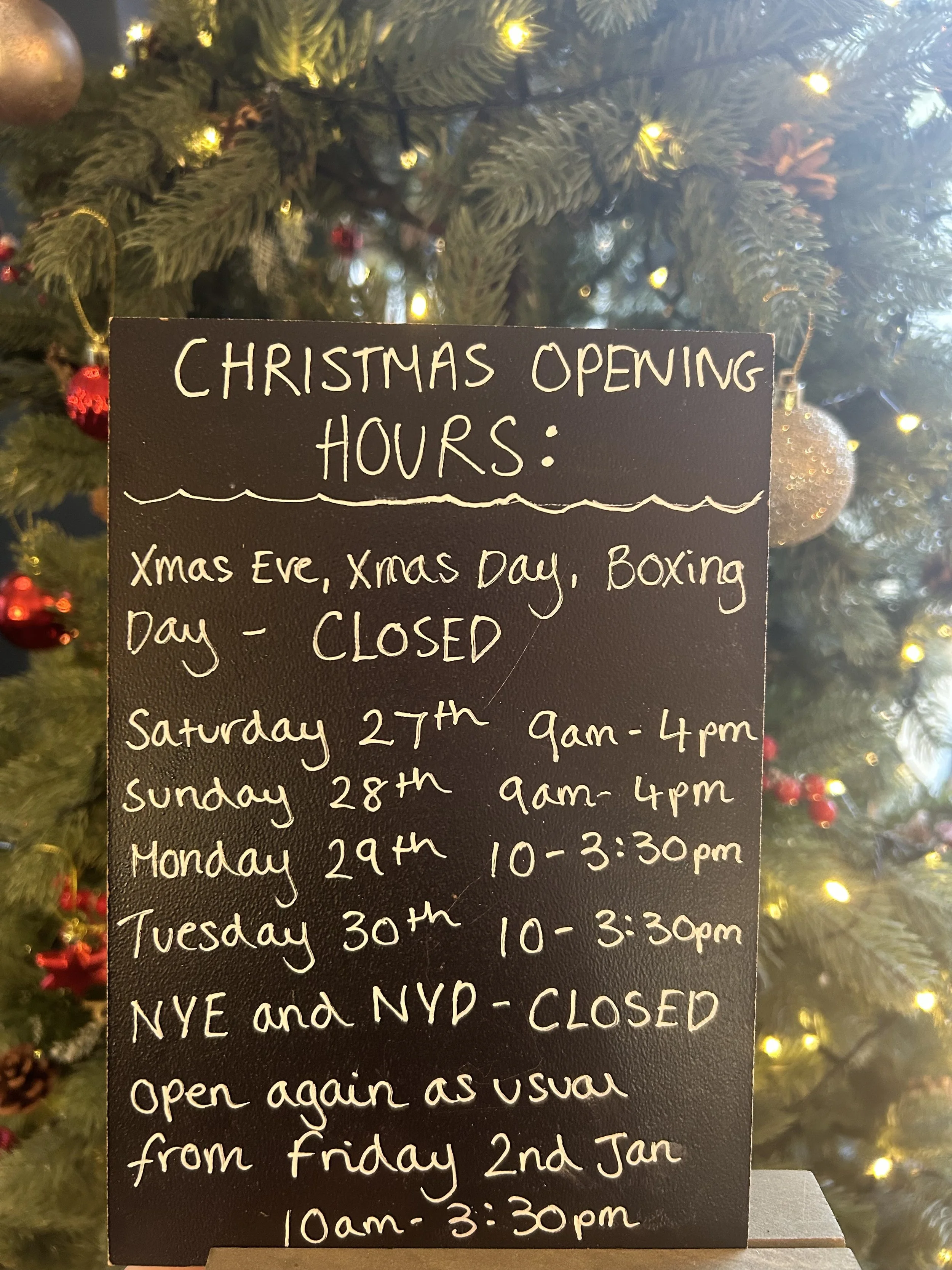 Christmas opening hours