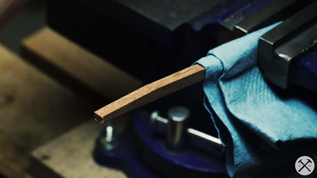  Small wood wedges further secure the steel in the handle. 