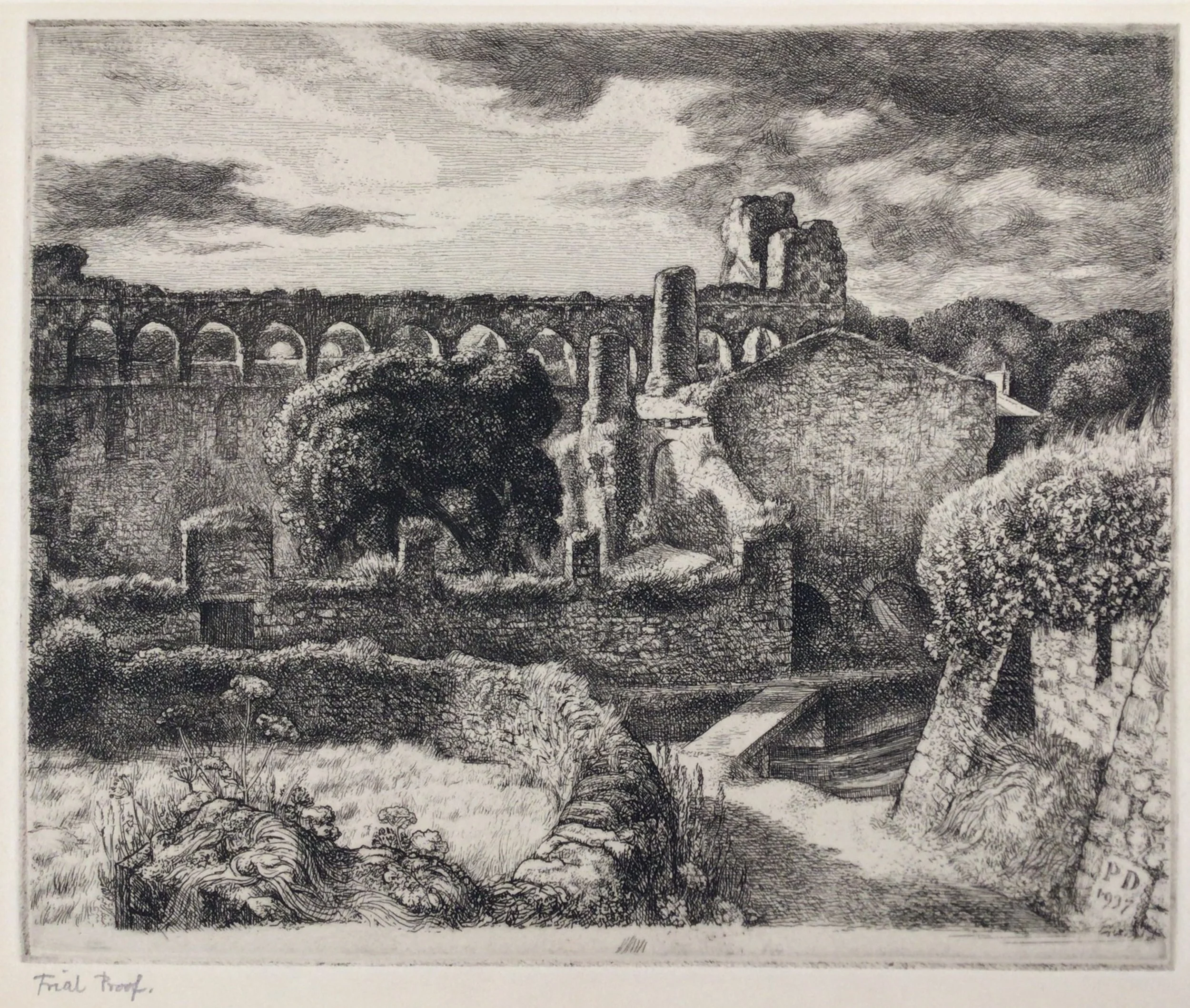 Ruins of the Bishop's Palace, St David's. Etching  by Paul Drury
