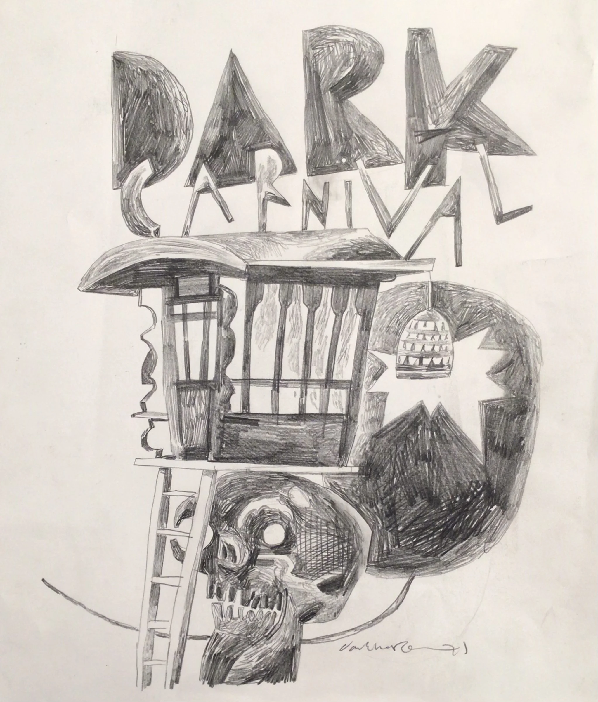 6: Dark Carnival Artwork. 
Pencil on Paper. Paper Size 230x320mm. SOLD