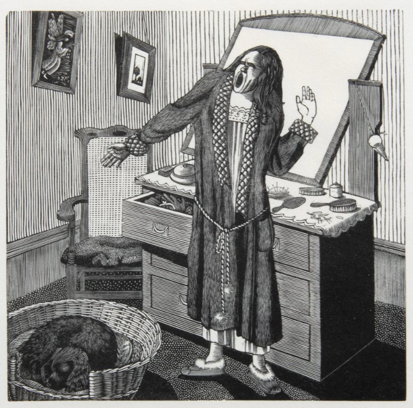 Tirzah Ravilious
Yawning 
Original woodcut. 1929
Printed at the Curwen Studio in an edition of 80.
A copy of the numbered justification page will accompany this piece.