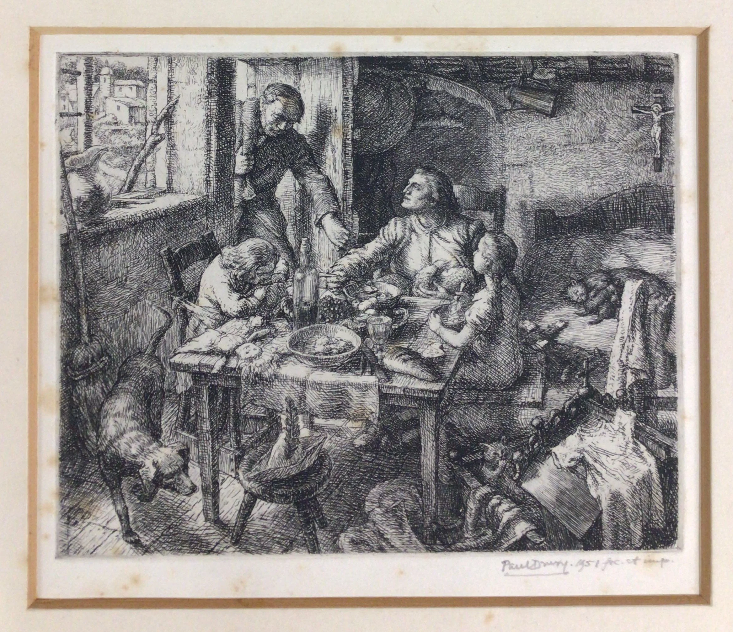 The Family. Etching by Paul Drury (Signed)