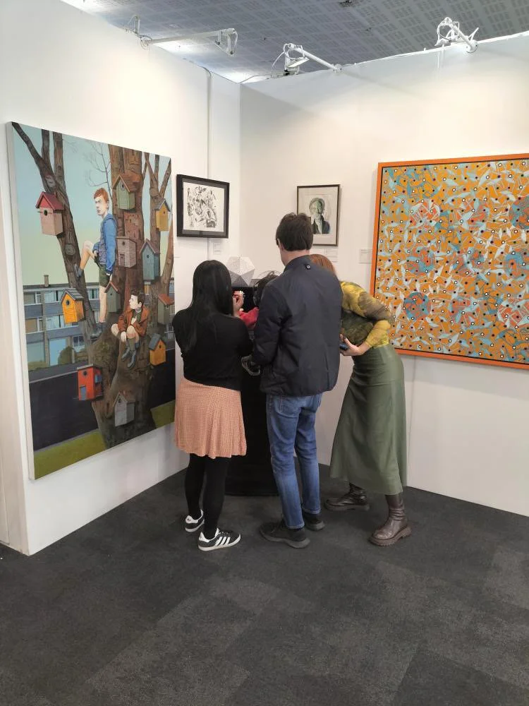 Watching the film in the black van