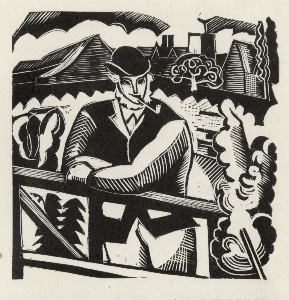 Paul Nash
Thesiger Crowne, The Mason 
Wood Engraving
£325
Original wood engraving, 1921
From Cotswold Characters by John Drinkwater, illustrated by Paul Nash.