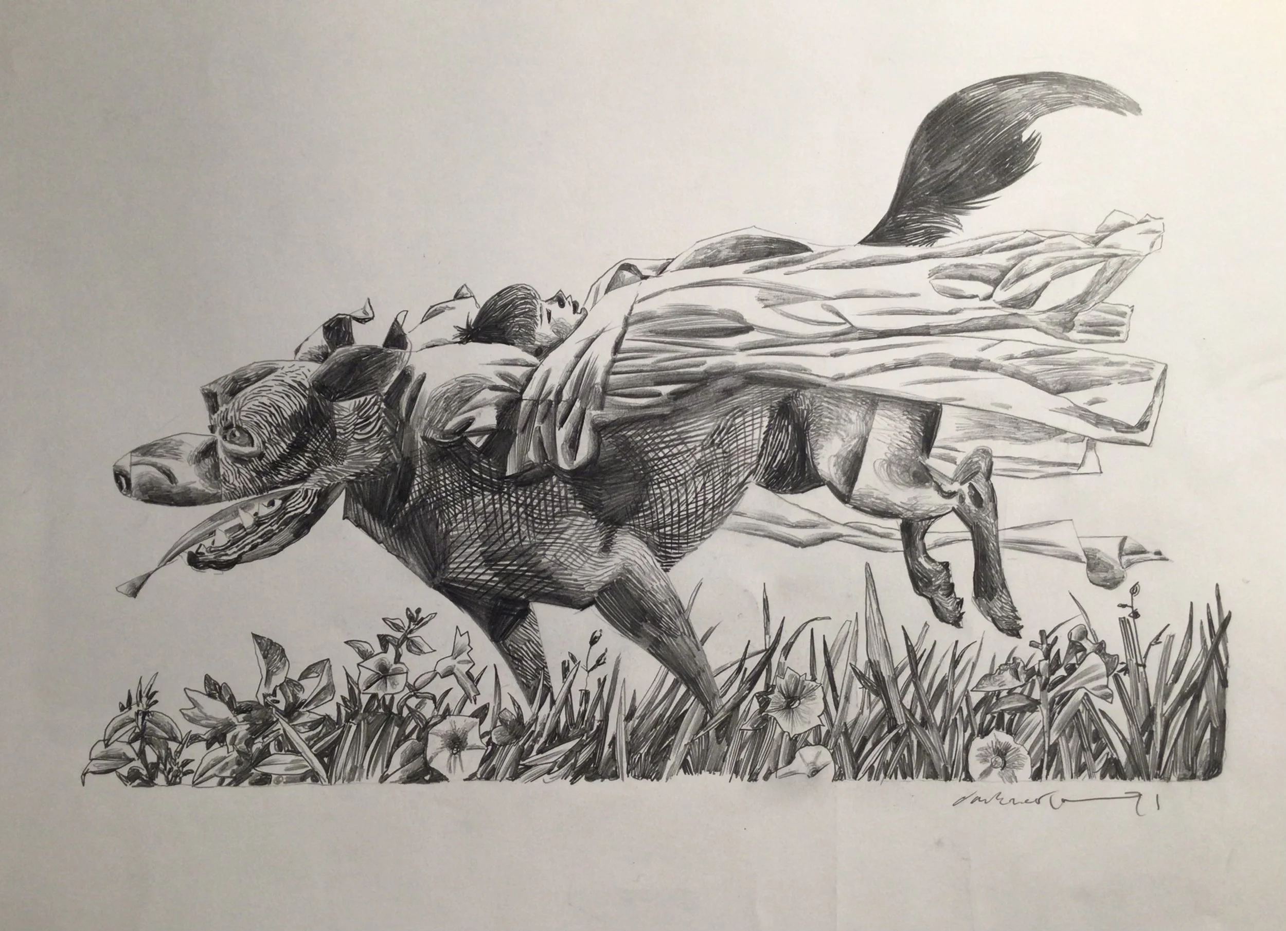 22: The Emissary. 
Pencil on Paper. Paper Size 420x594mm. £800
