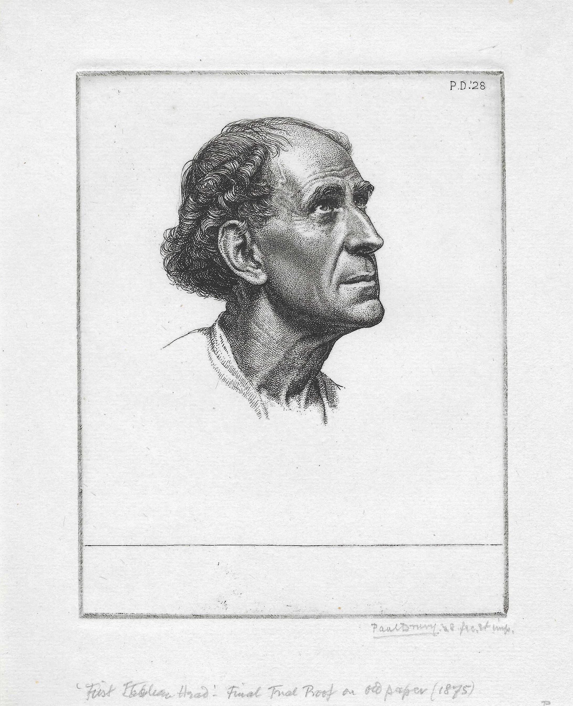 First Italian Head. Etching by Paul Drury