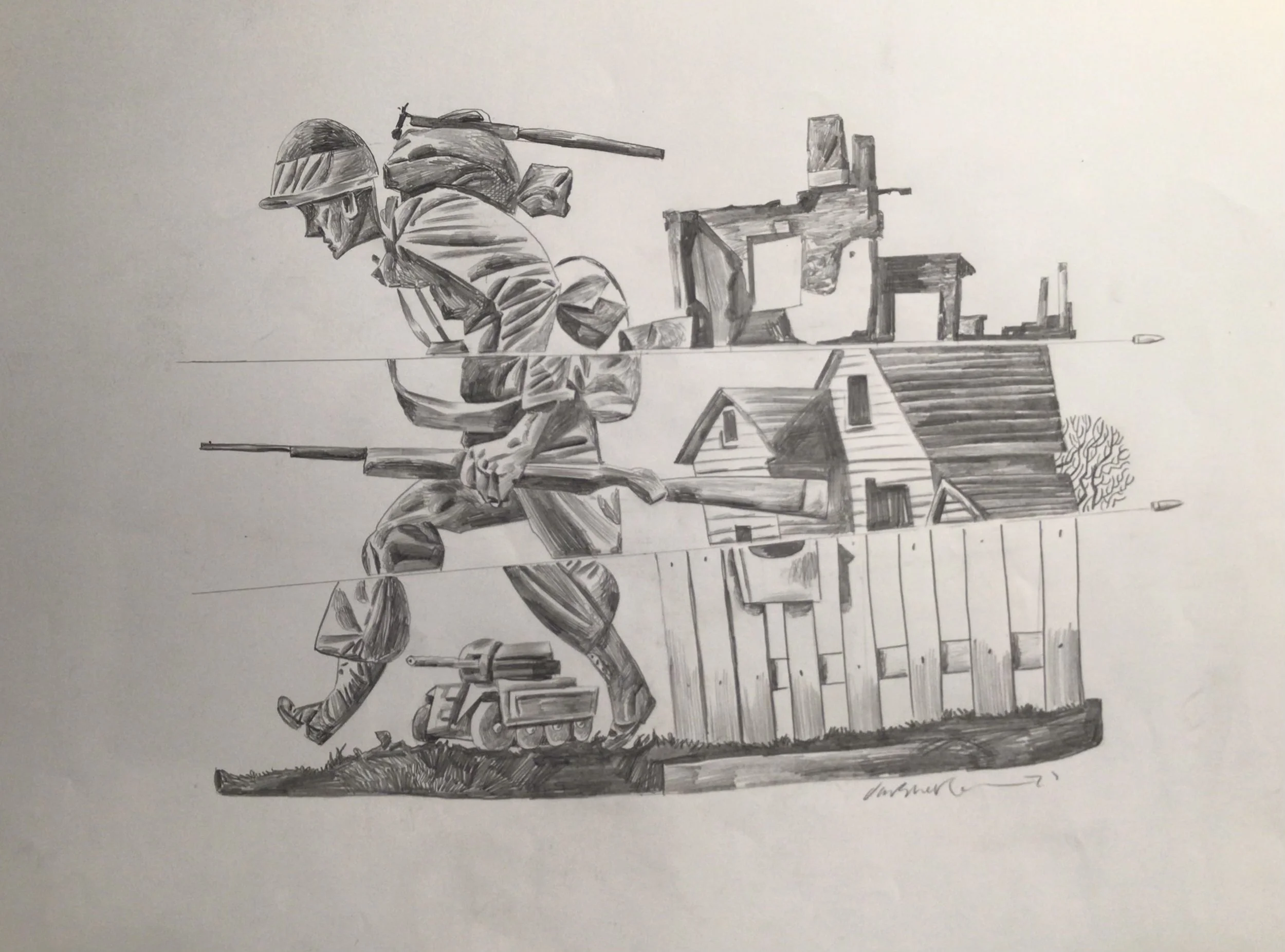 34: Bang! Your Dead. 
Pencil on Paper. Paper Size 420x594mm.£500