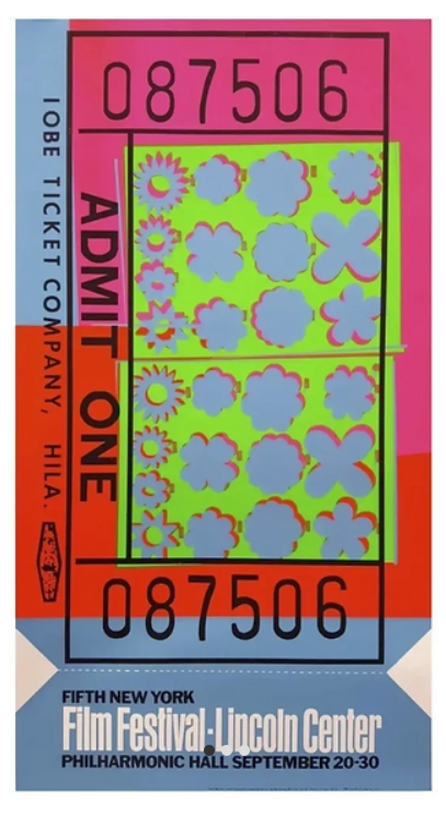 Andy Warhol Lincoln Center Ticket
Colour screenprint on light wove paper

1967

115 x 61 cm

Edition of 500

Unsigned and unnumbered.

Catalogue raisonné entry: Feldman/Schellmann II.19

Printed by Chiron Press, New York

Published by List Art Poster