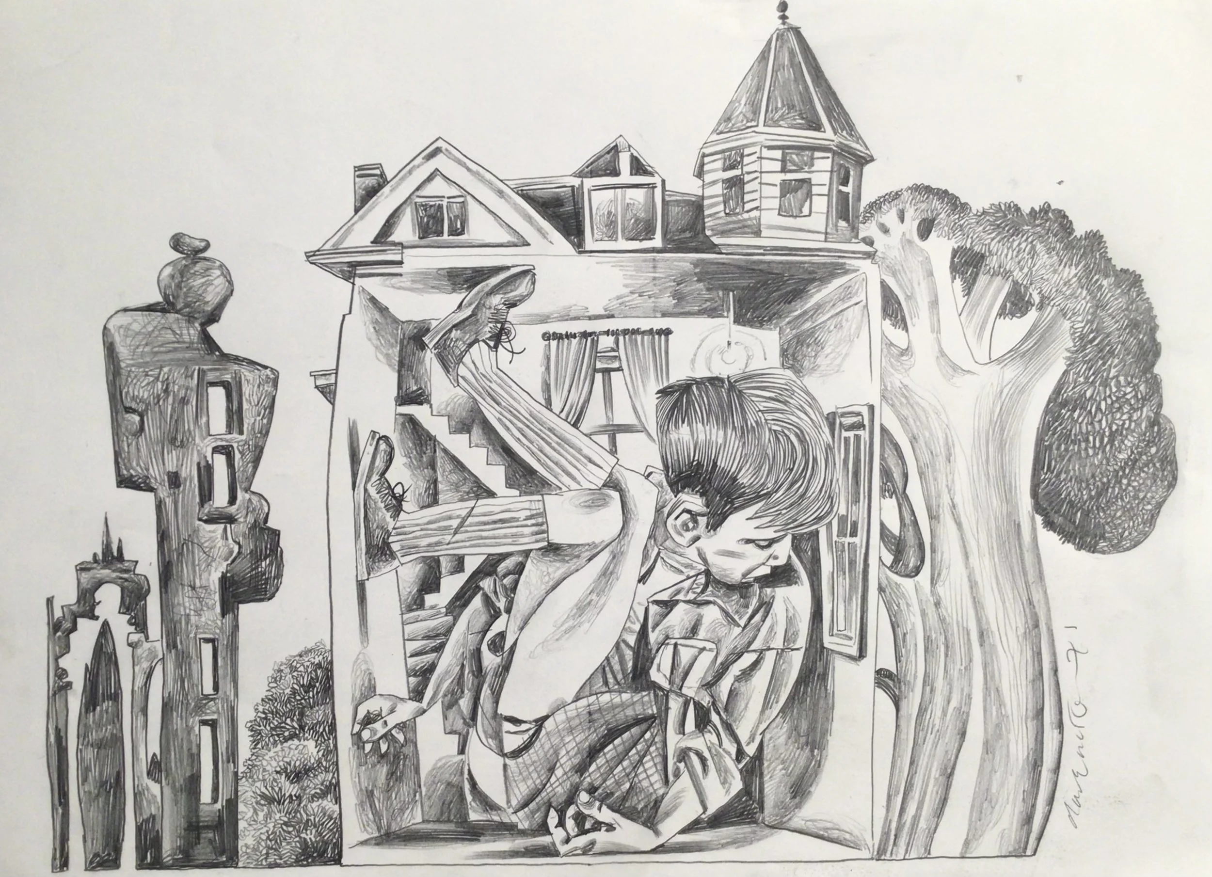 9: Jack-In-The-Box. 
Pencil on Paper. Paper size 297x420mm. SOLD