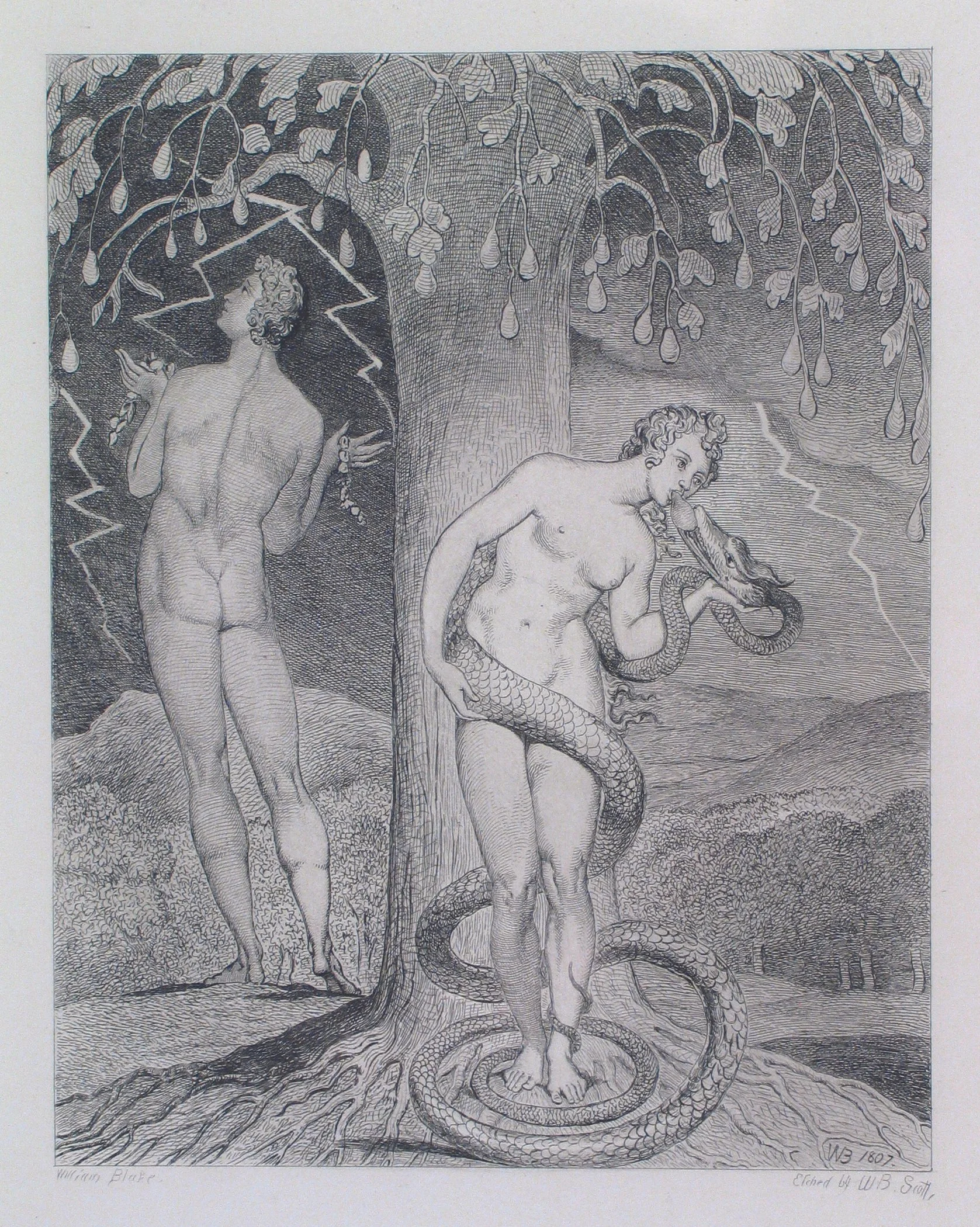 William Blake
Eve eating the forbidden fruit
Etching by William Scott Bell, after William Blake. 1878
£495