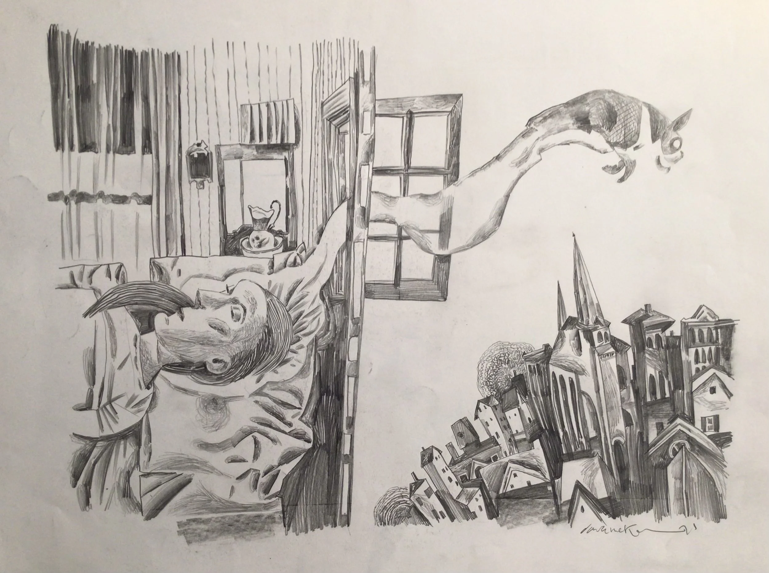 28: The Traveler. 
Pencil on Paper. Paper Size 420x594mm. £800