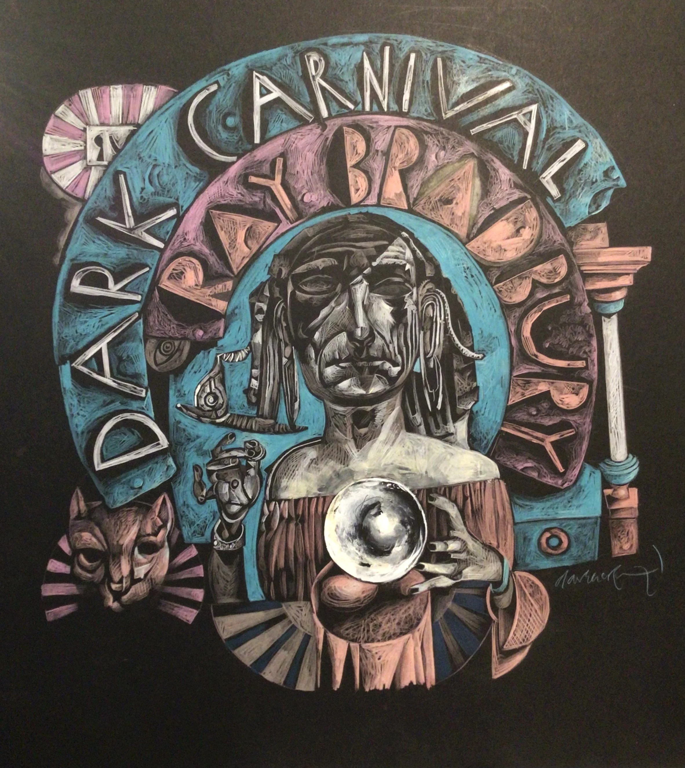 4: Dark Carnival Artwork. 
Mixed Media on Card. 480x500mm SOLD