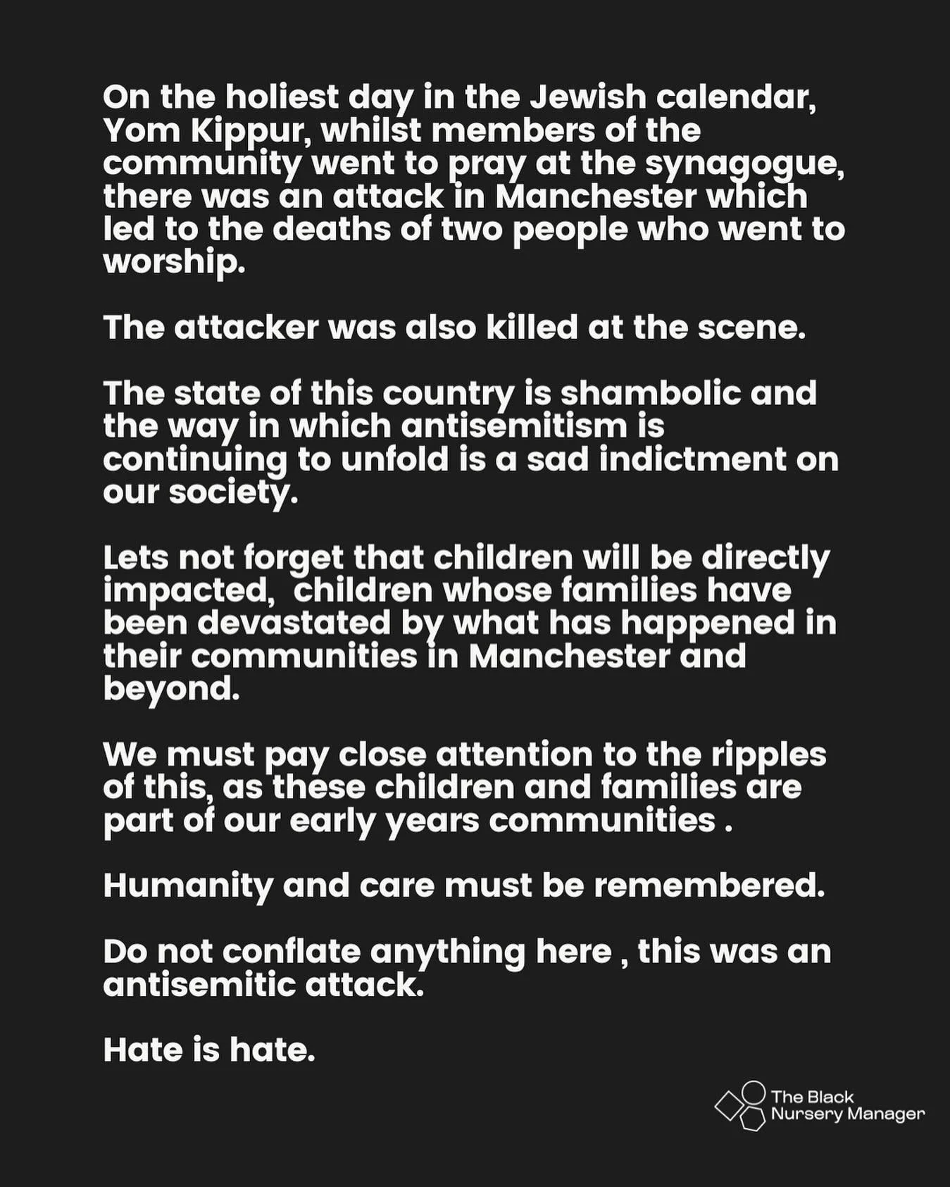 π
A note for the sector
#AntiRacistPractice #SystemicRacism #InternationalSchools#RepresentationMatters #EarlyYearsEducation #Childcare #EarlyYearsTeacher #Communication #Intersectionality #Antisemitism