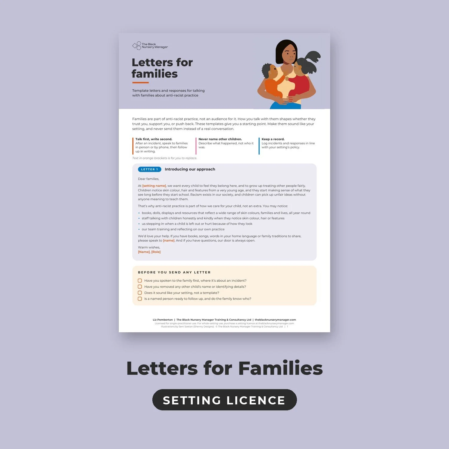Letters for Families (Setting Licence)