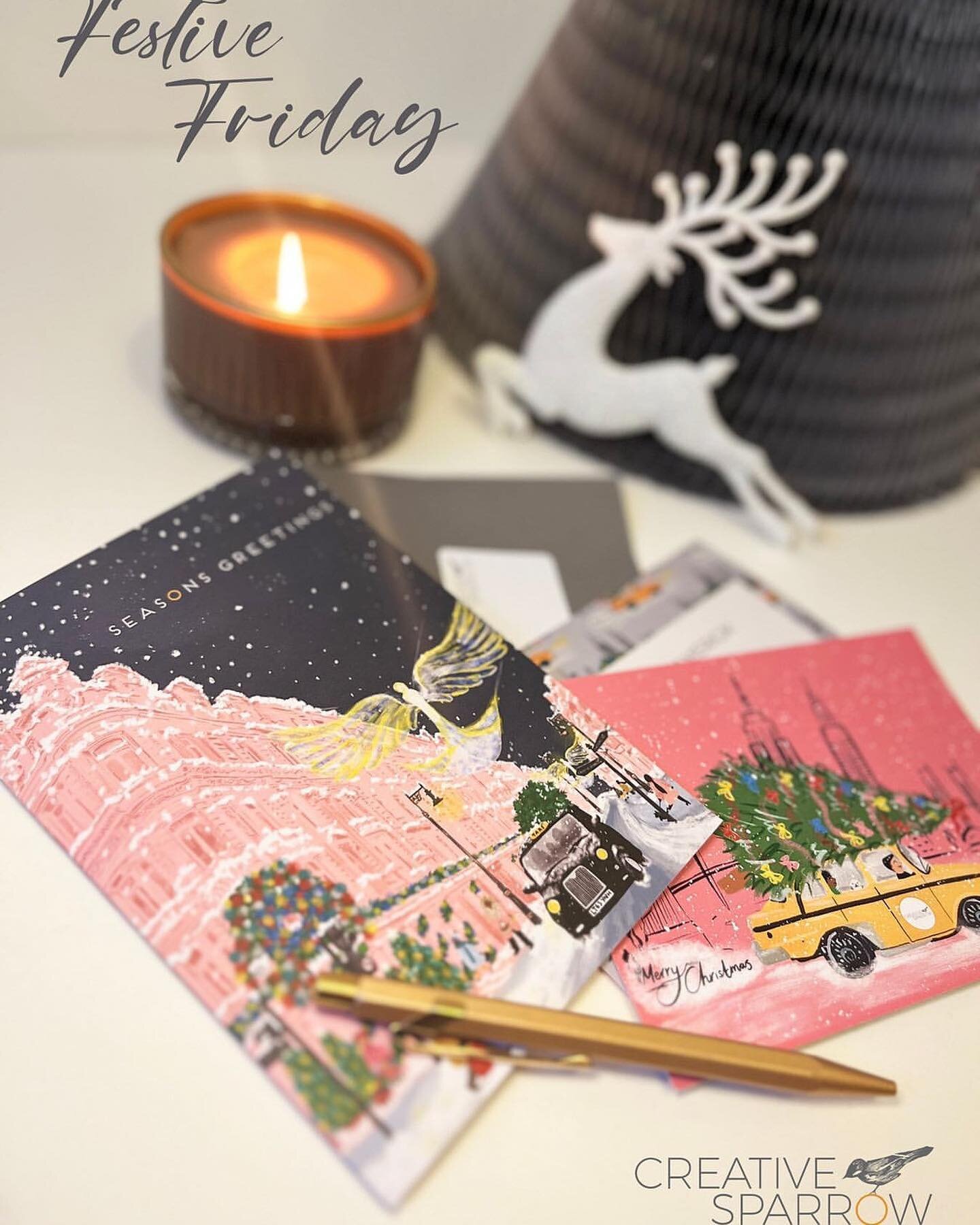 @creativesparrowart It's Festive Friday Folks!!!! Have you written your cards yet?These beauties will be winding their way across the globe to our wonderful partners, collaborators and creatives. Designed exclusively by moi @erin.donohoe 
⠀⠀⠀⠀⠀⠀⠀⠀⠀
#