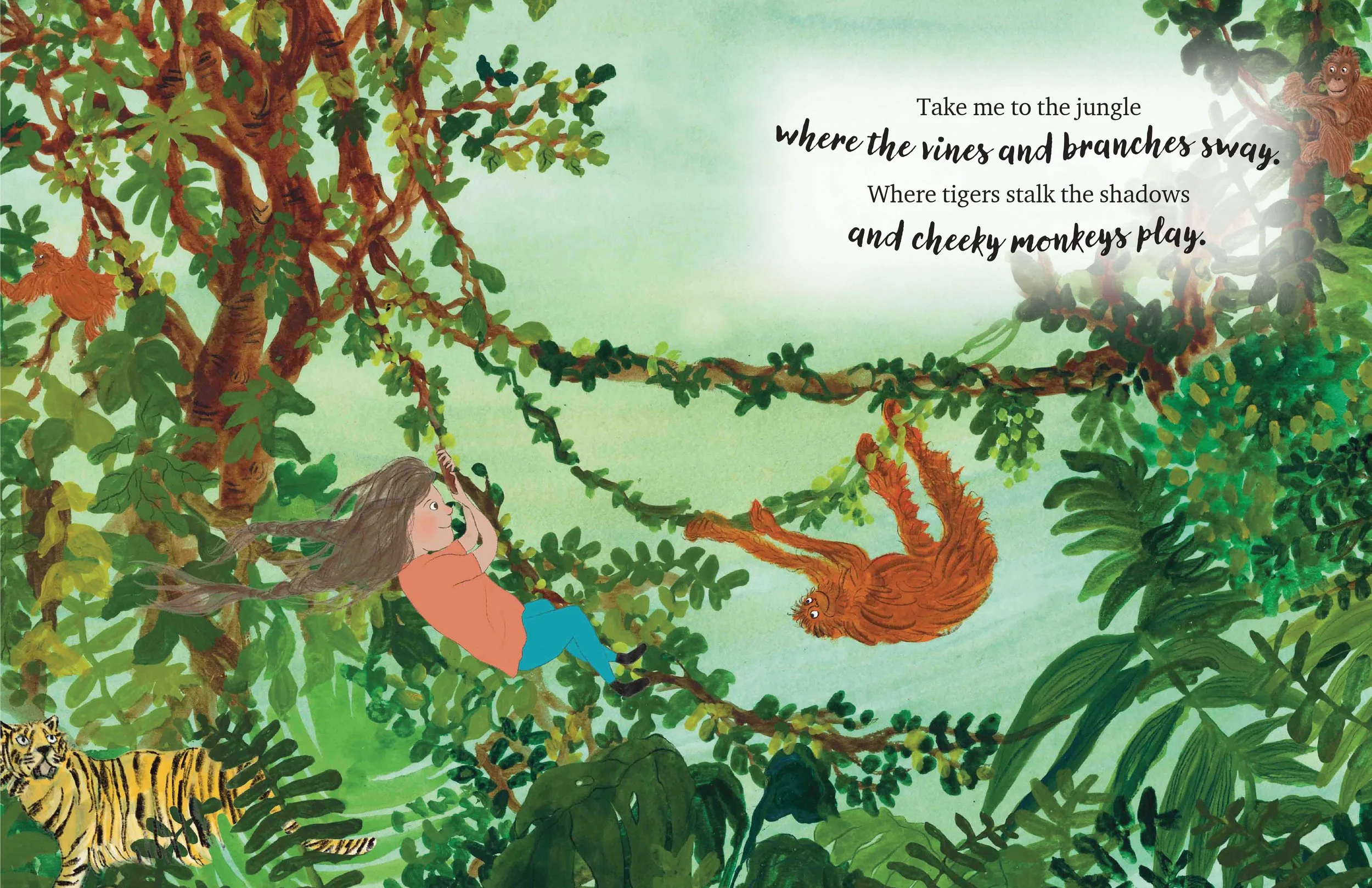 Full colour spread of jungle scene