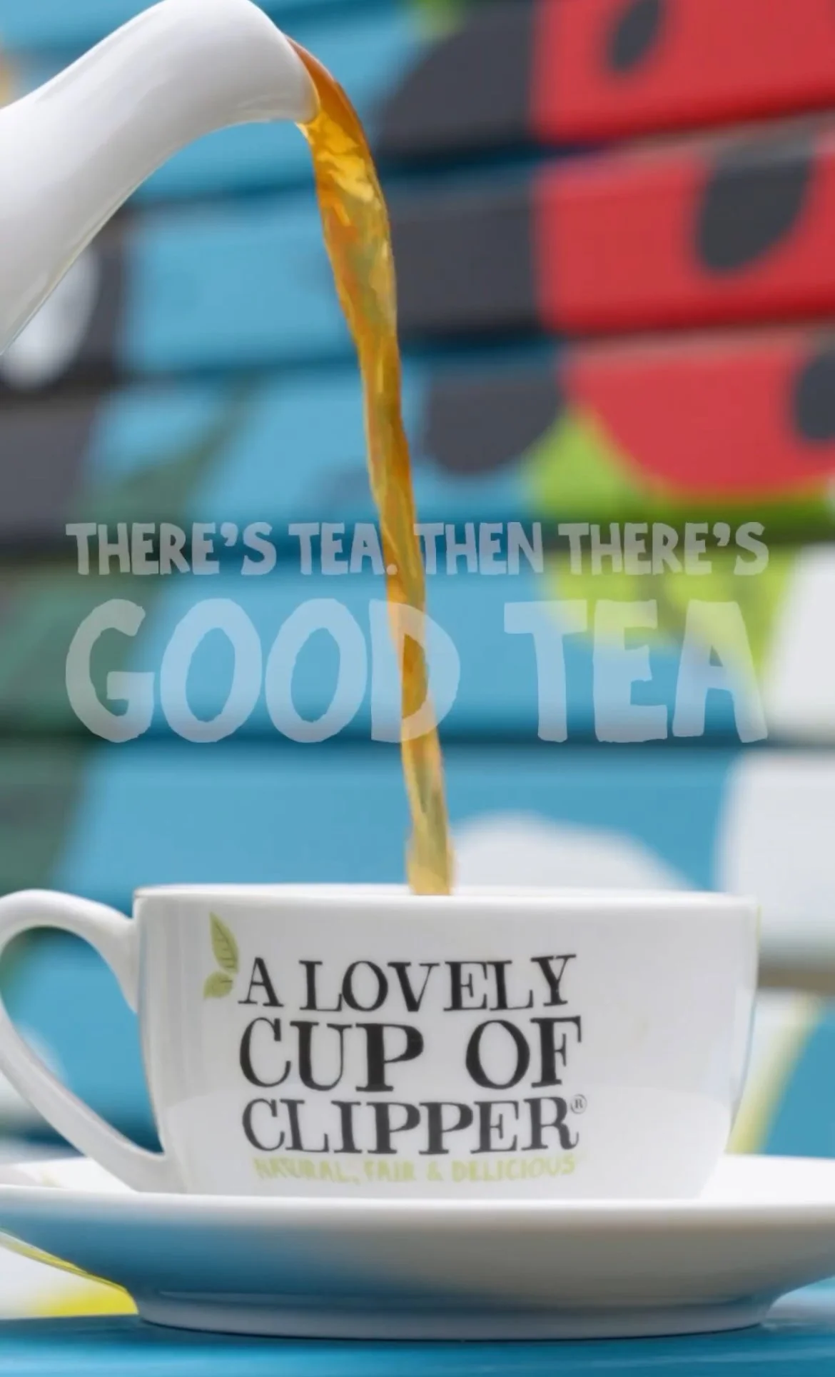 Clipper Tea advert with mural in background