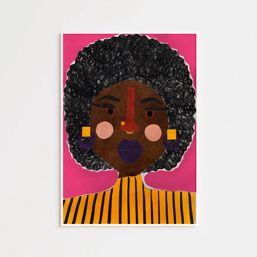 'Lady with Yellow Striped Top' Print by Erin Donohoe