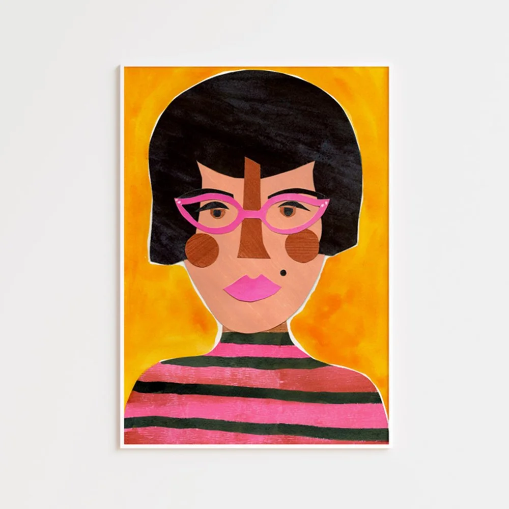 'Lady with Pink Striped Top' Print by Erin Donohoe