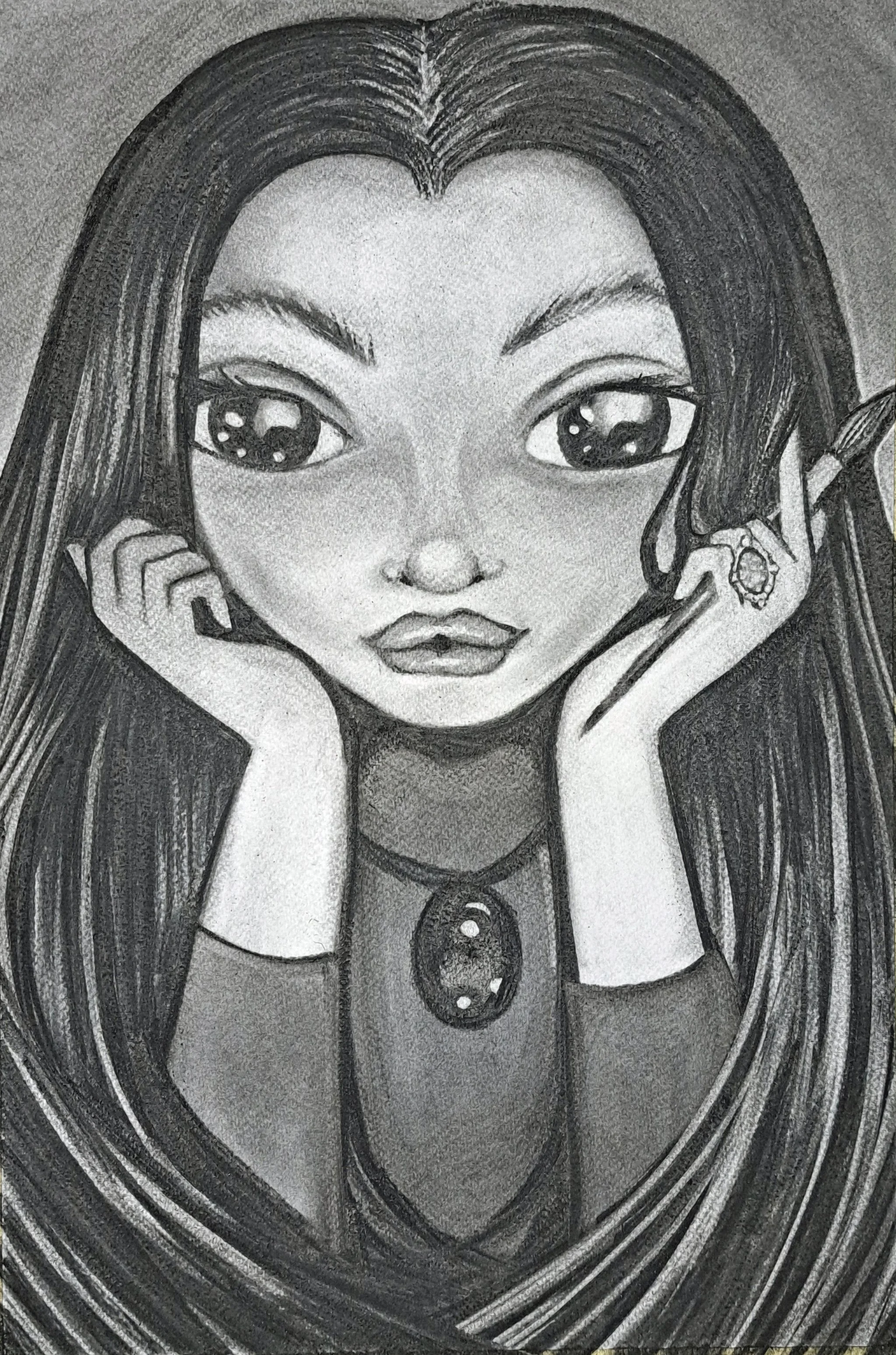MyfanwyNia 2022, Charcoal on Fabriano. Size: 28cm X 36cm