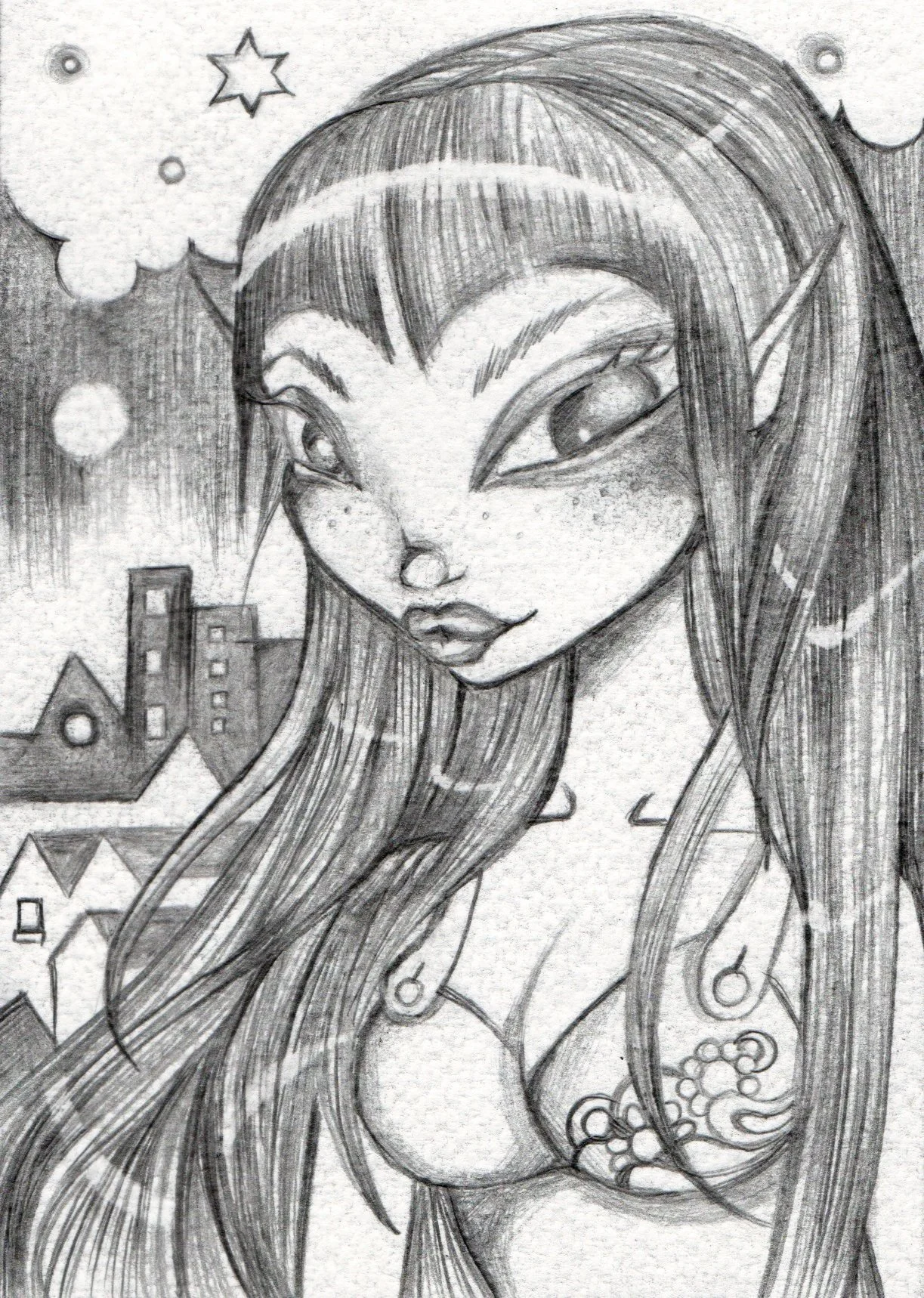  Miniatures & Studies: From the Top of My World 2026. Pencil drawing on textured watercolour paper 10.16 × 15.24 cm. Created for the Incognito charity art exhibition, 2024.