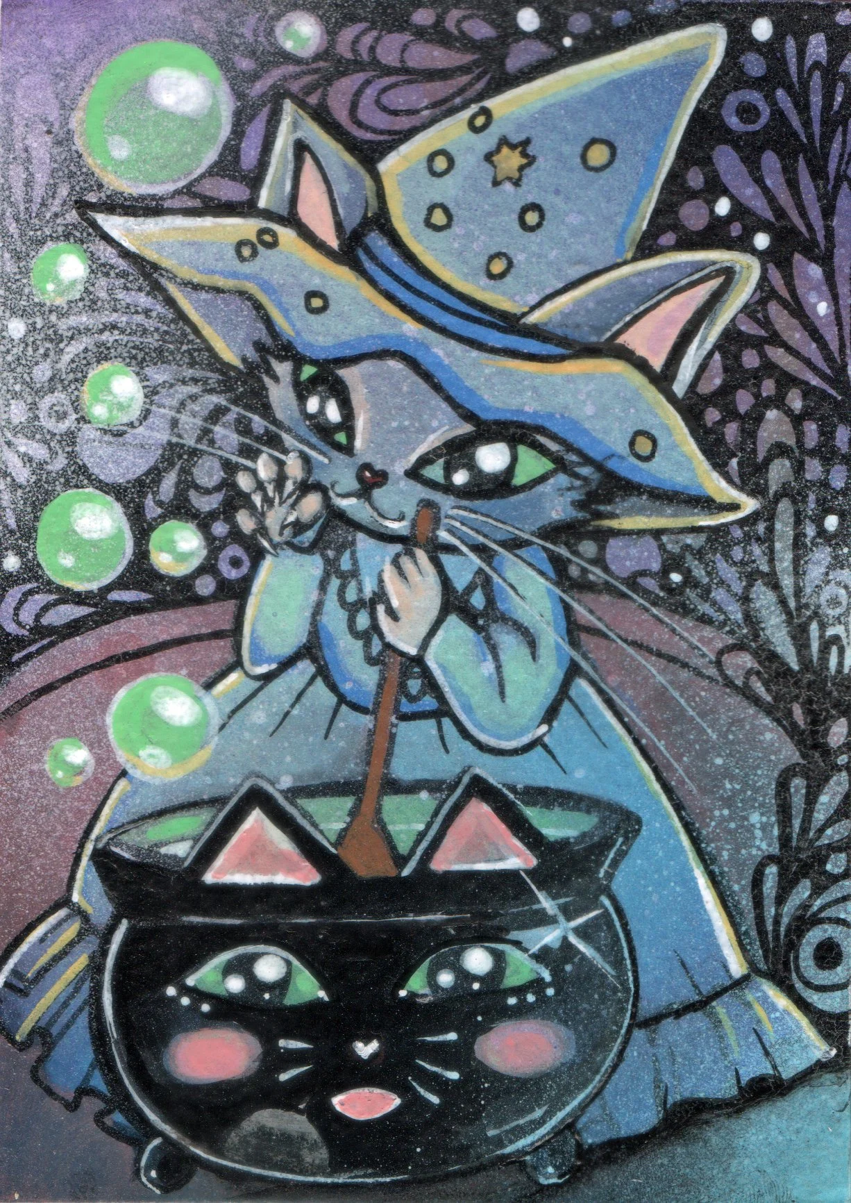  Miniatures & Studies:: Kittie Couldron 2025.  Indian Ink & gouache 10.16 × 15.24 cm. Created for the Incognito charity art exhibition, 2024.