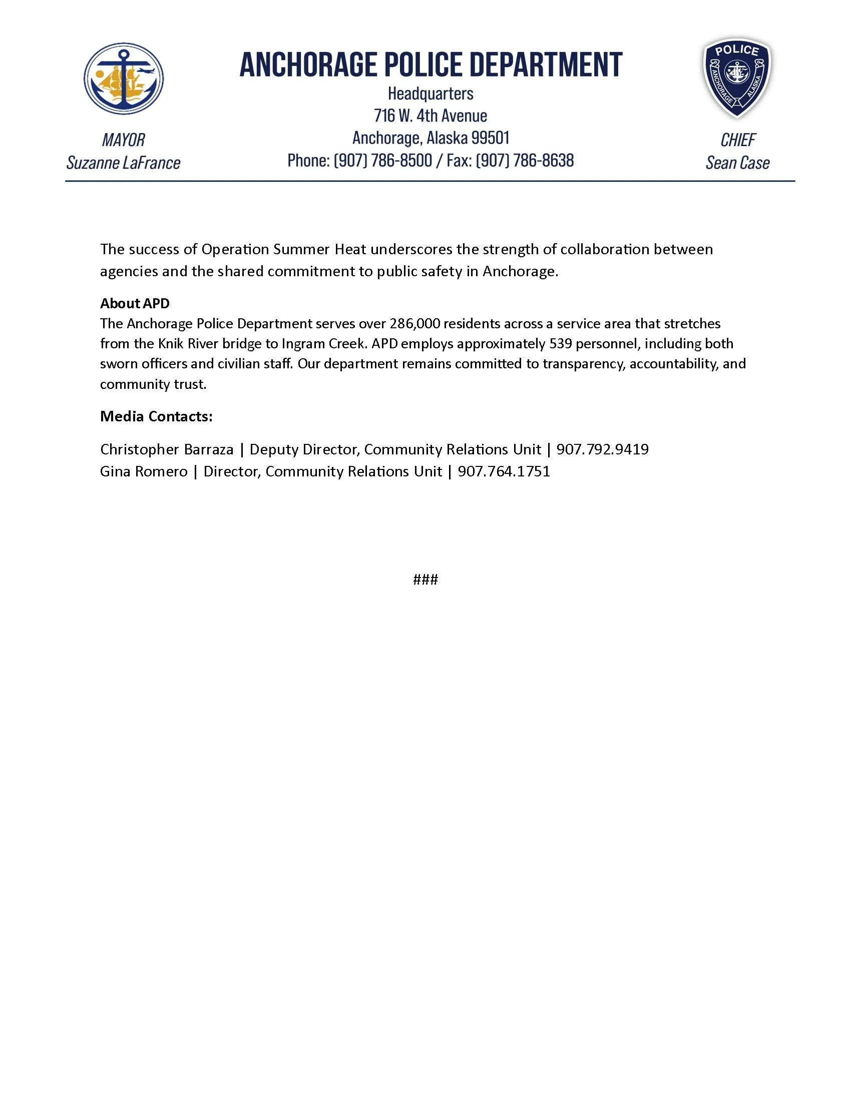 Operation Summer Heat | 2025 Crime Suppression Sweep — Anchorage Police ...