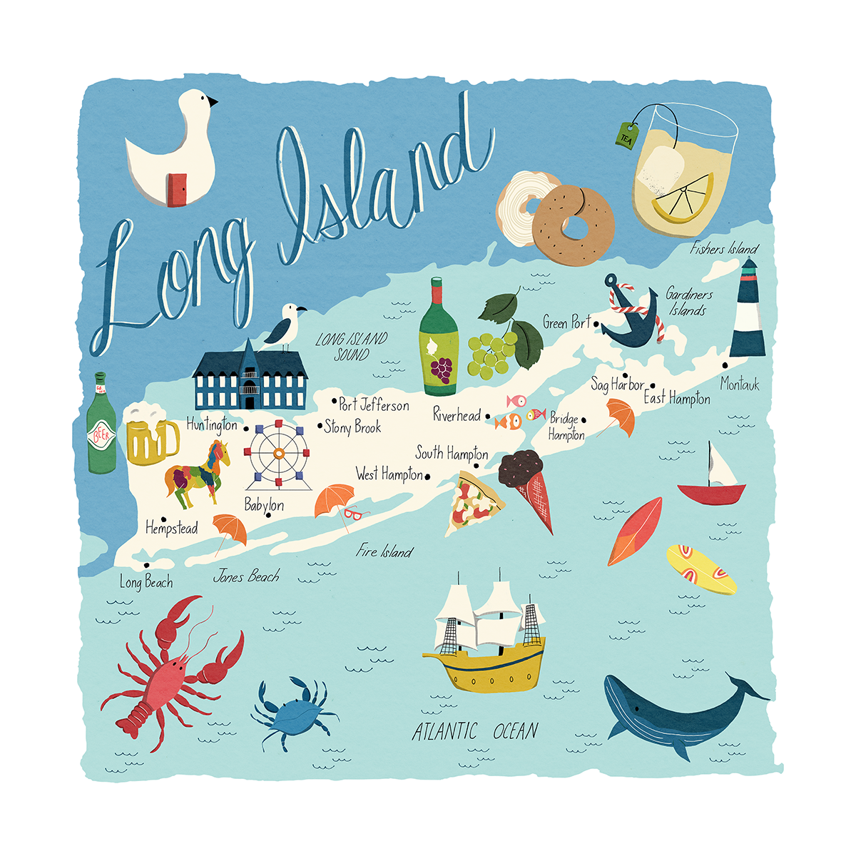 Long Island Map Art Print — Deane Beesley Designs