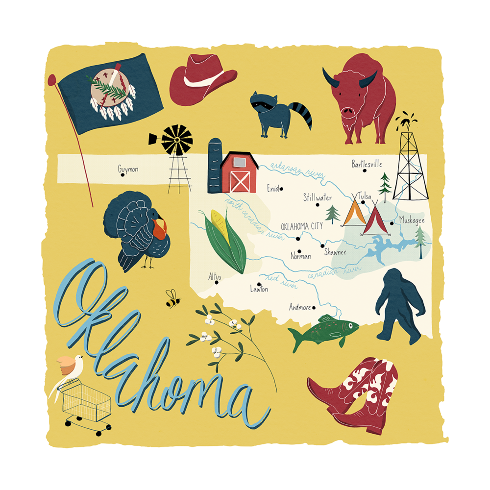 OKLAHOMA PARKS State Park Map Fine Art Photographic Print 