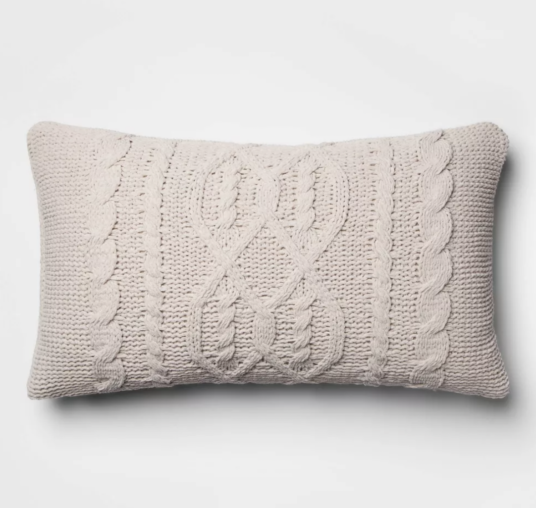 Oversized Cable Knit Throw Pillow