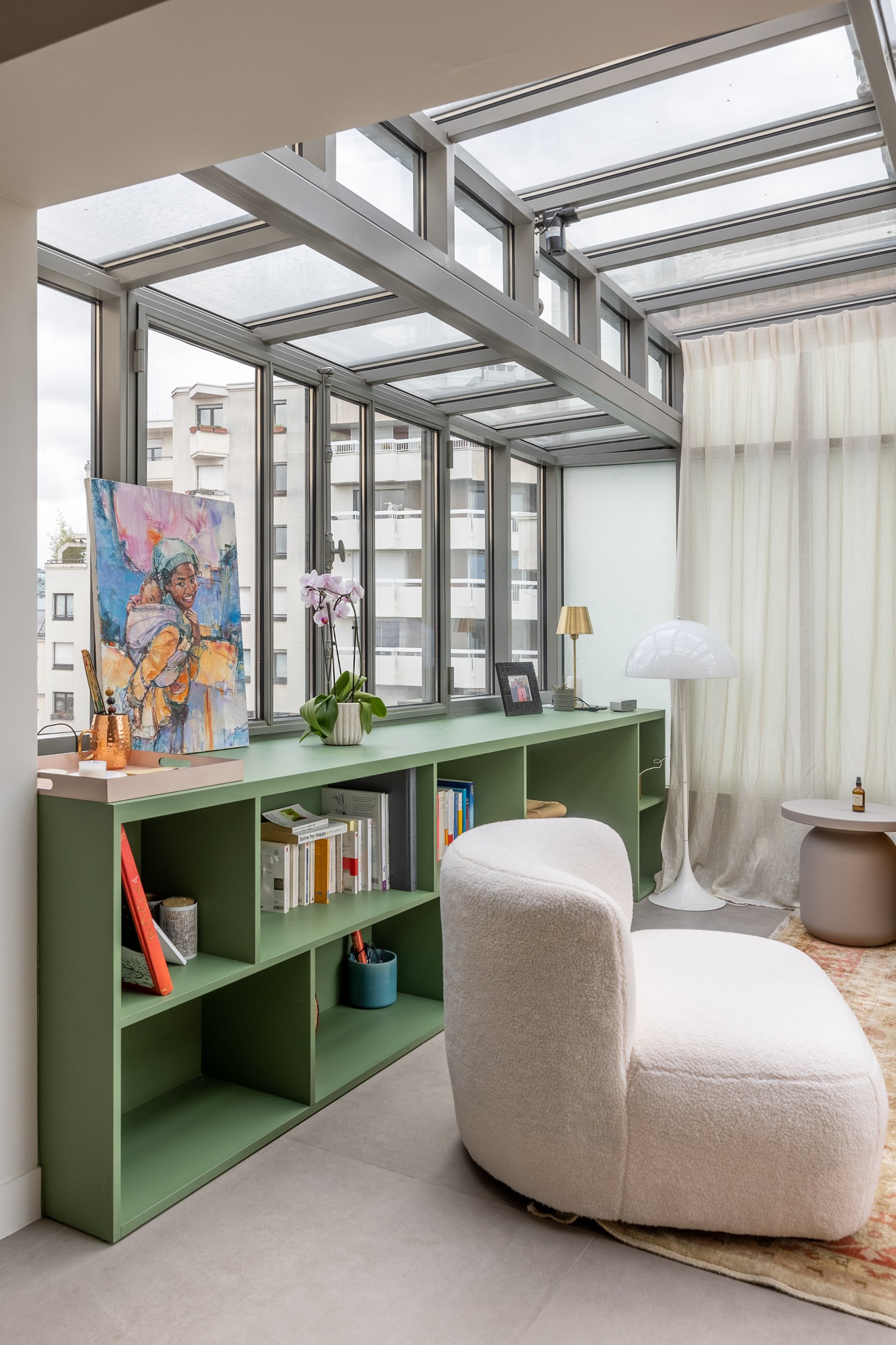 Green bookshelf