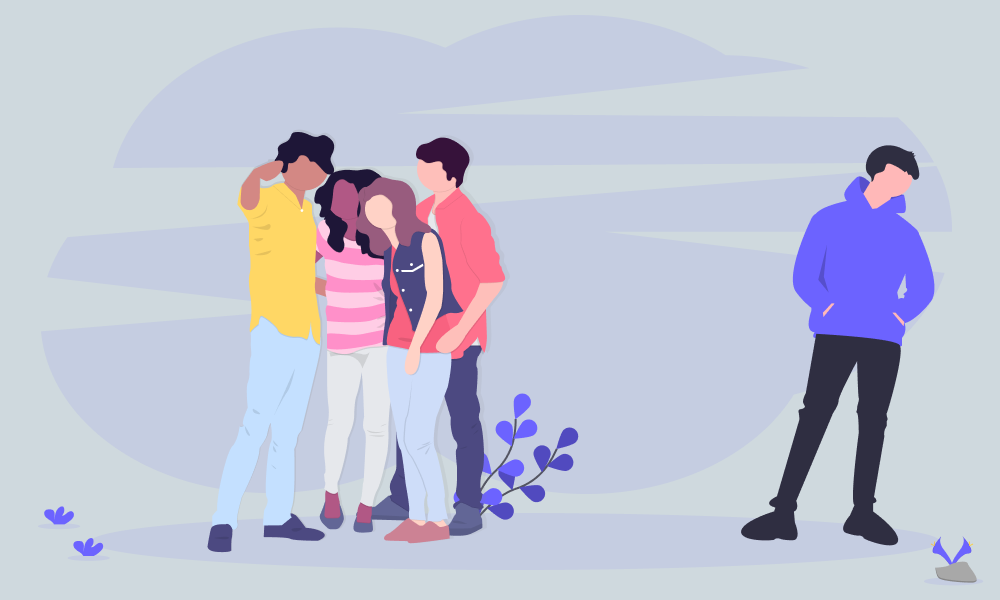 person on the outside of a crowd