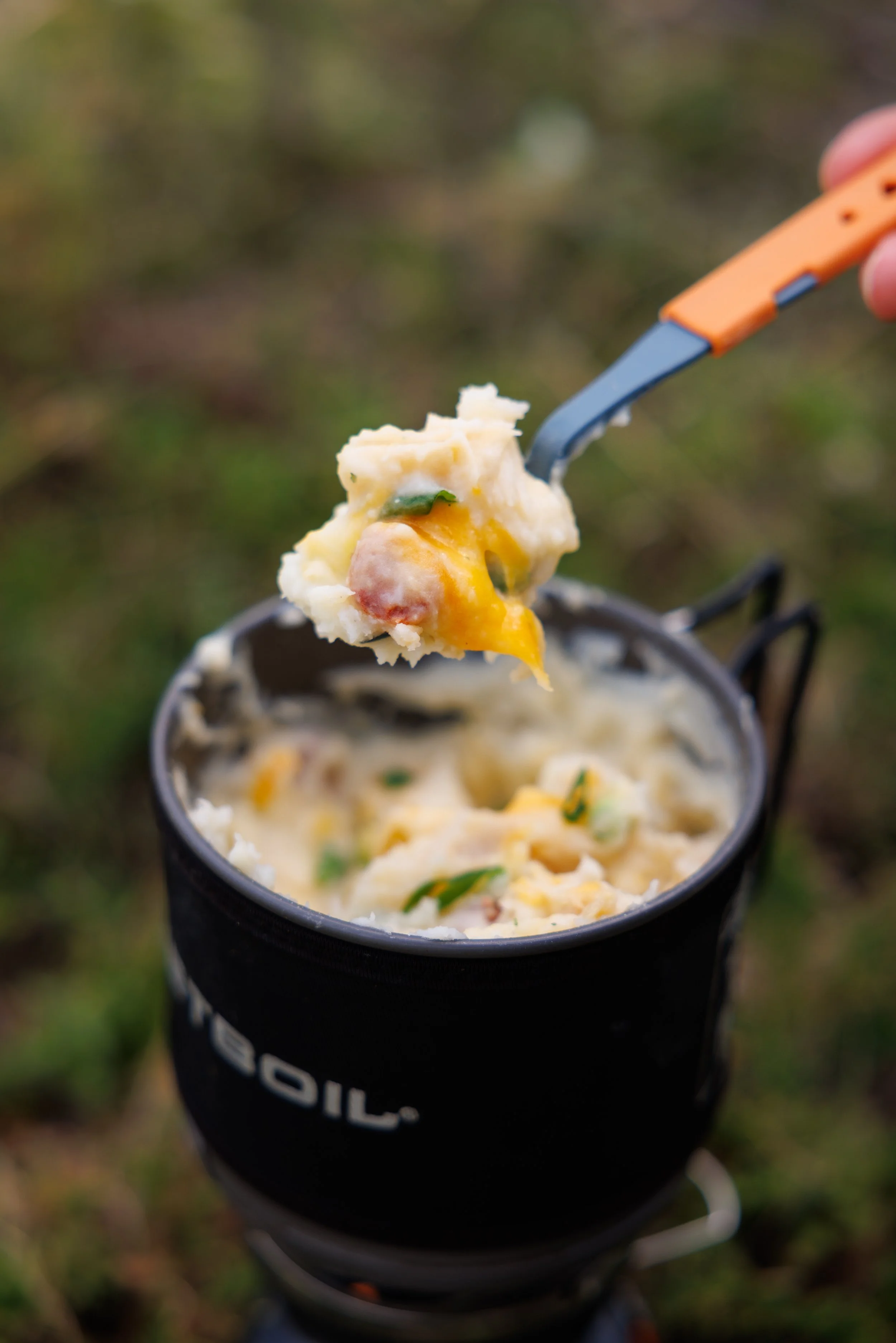 jetbil camp stove with deconstructed pirogies