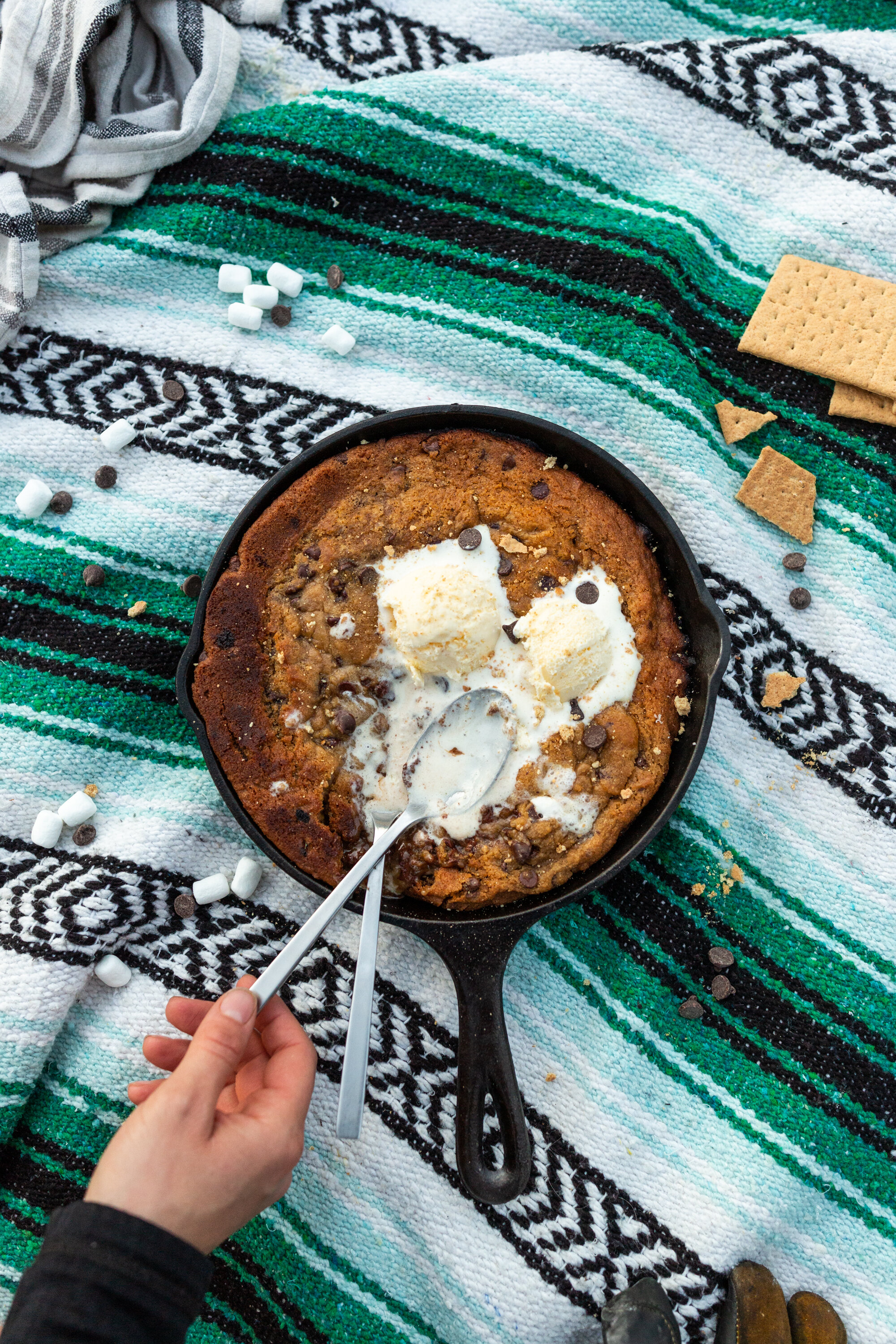 Giant S'mores Stuffed Chocolate Chip Skillet Cookie. - Half Baked Harvest