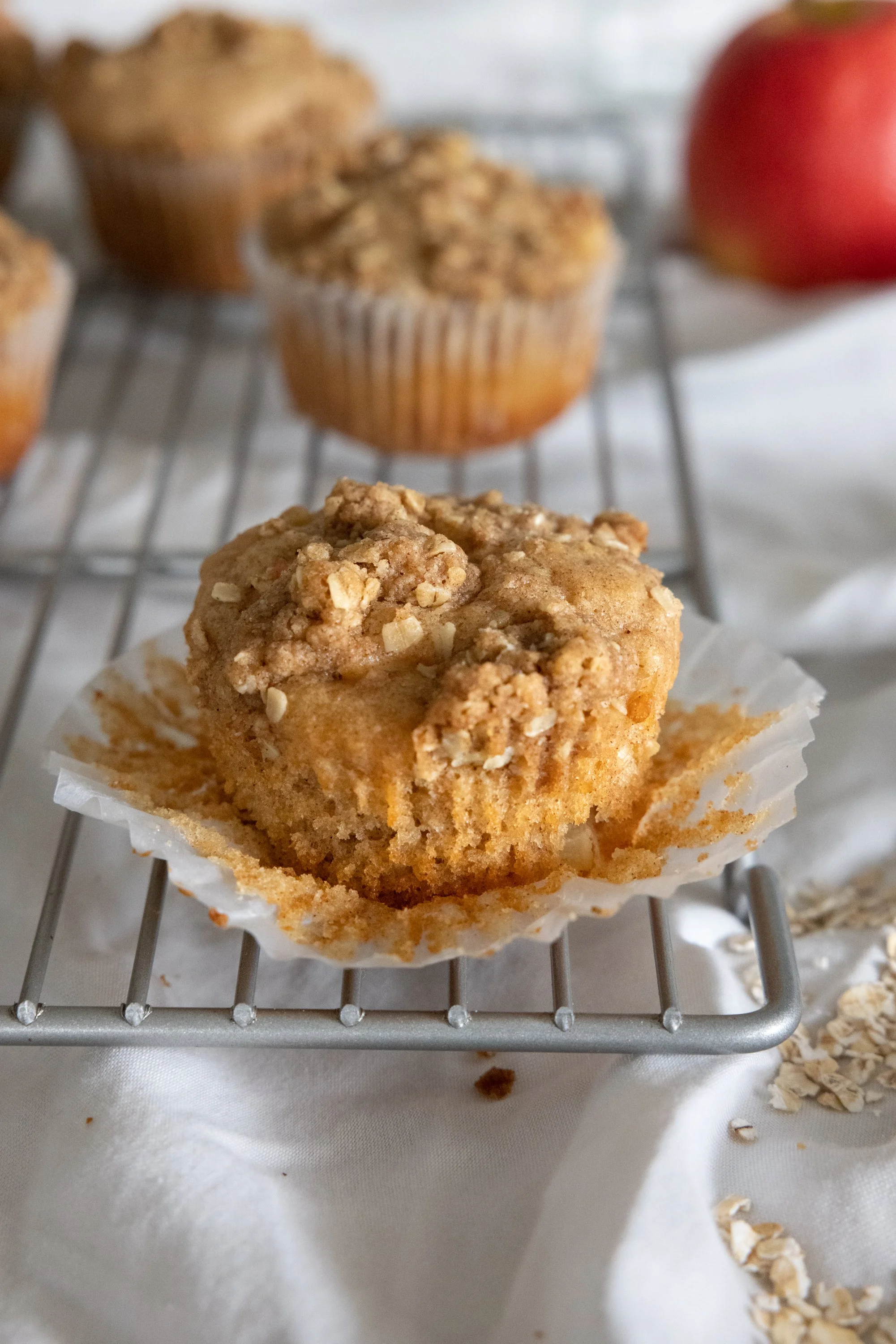 apple muffin and oat crumble topping