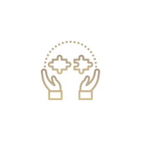 Therapy integration icon — two hands nurturing a brain symbol